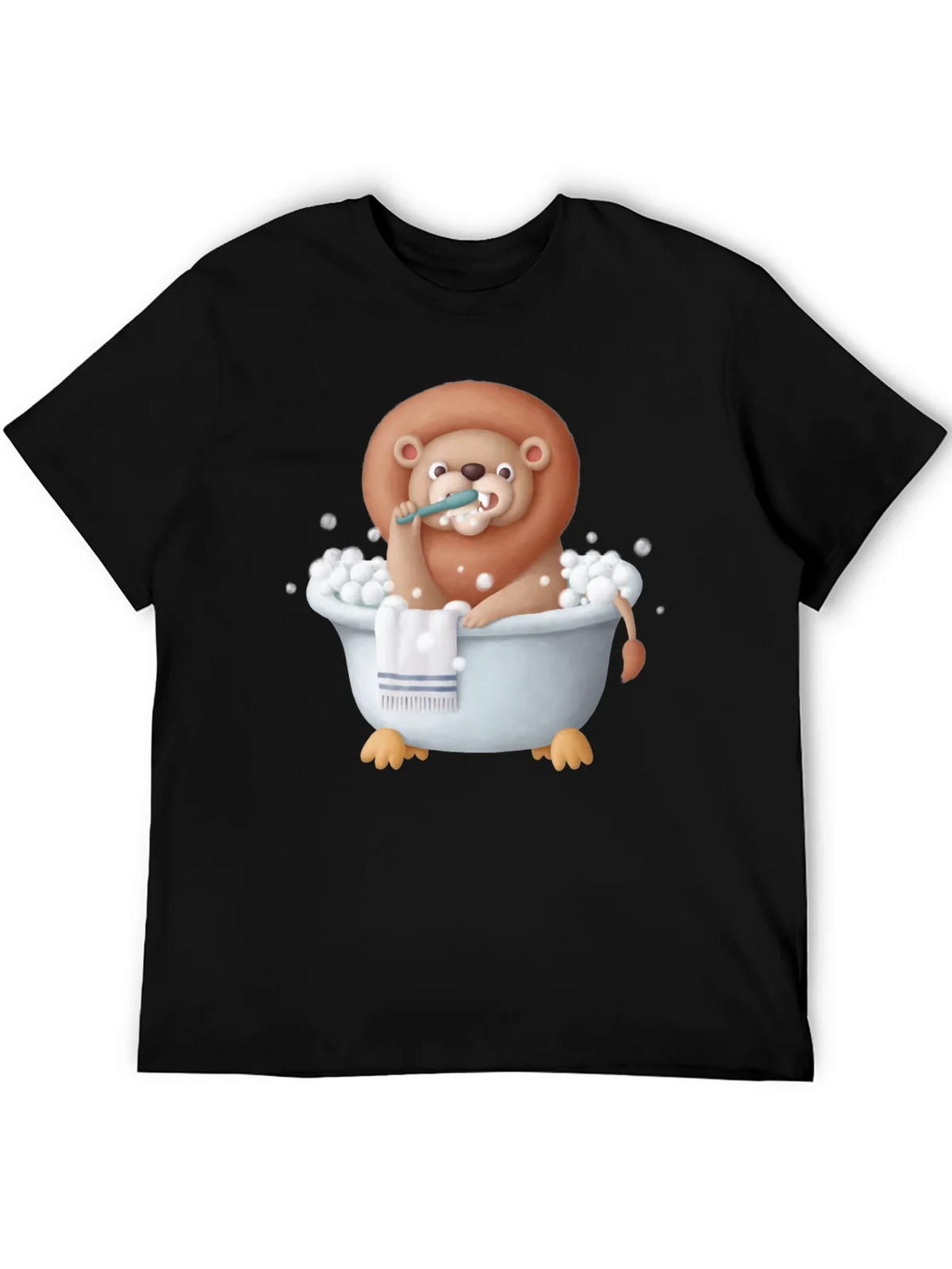 Funny Lion in Bathtub Graphic T-Shirt product image 5