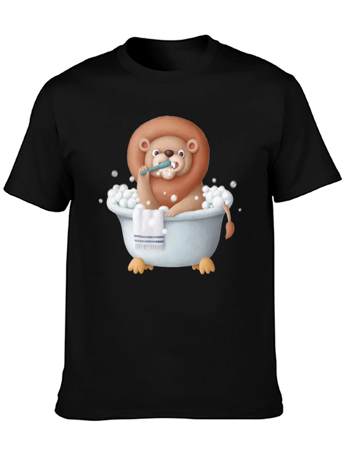 Funny Lion in Bathtub Graphic T-Shirt product image 3