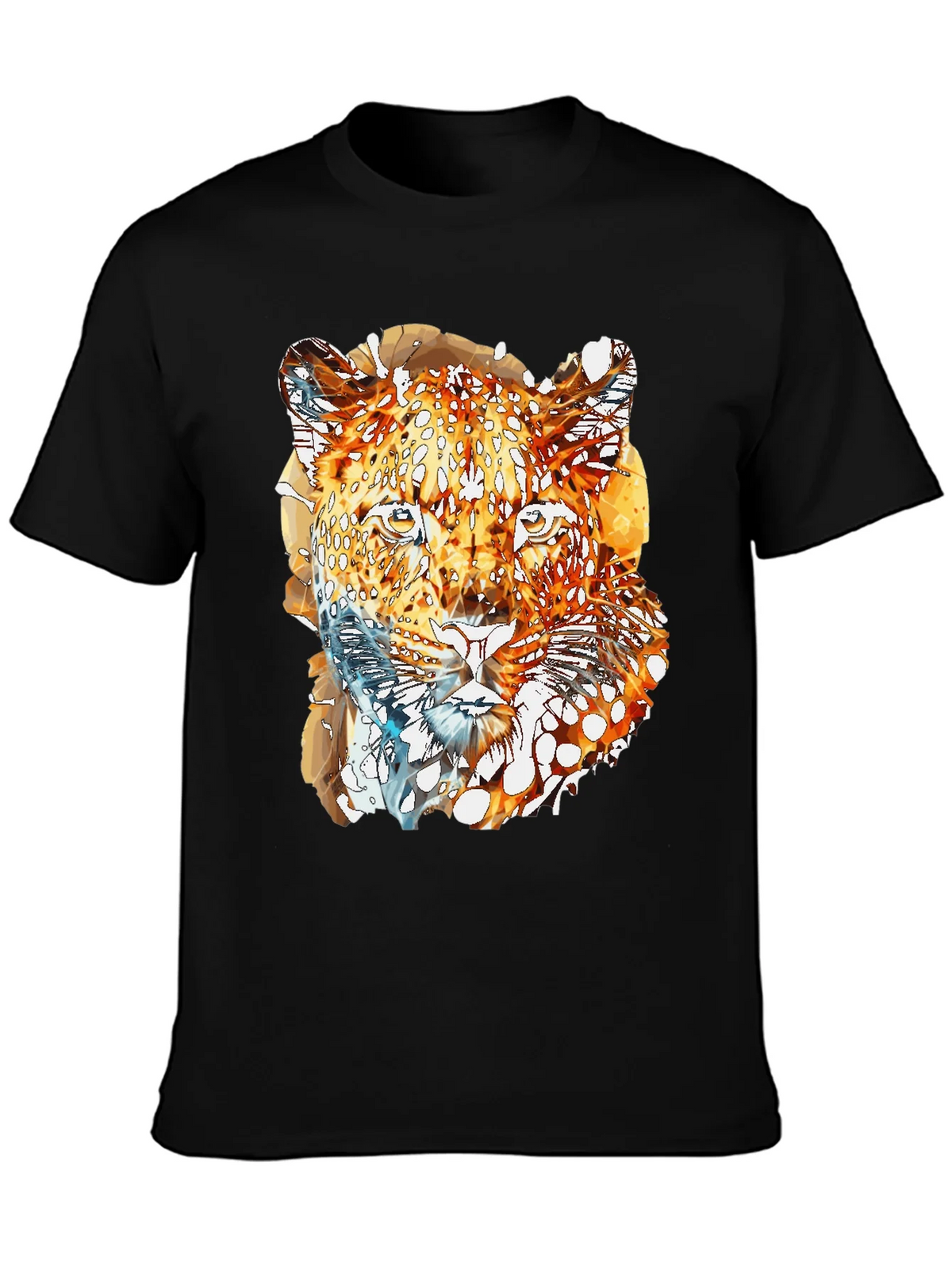 Abstract Leopard Graphic Print Mens Black T-Shirt product image 3