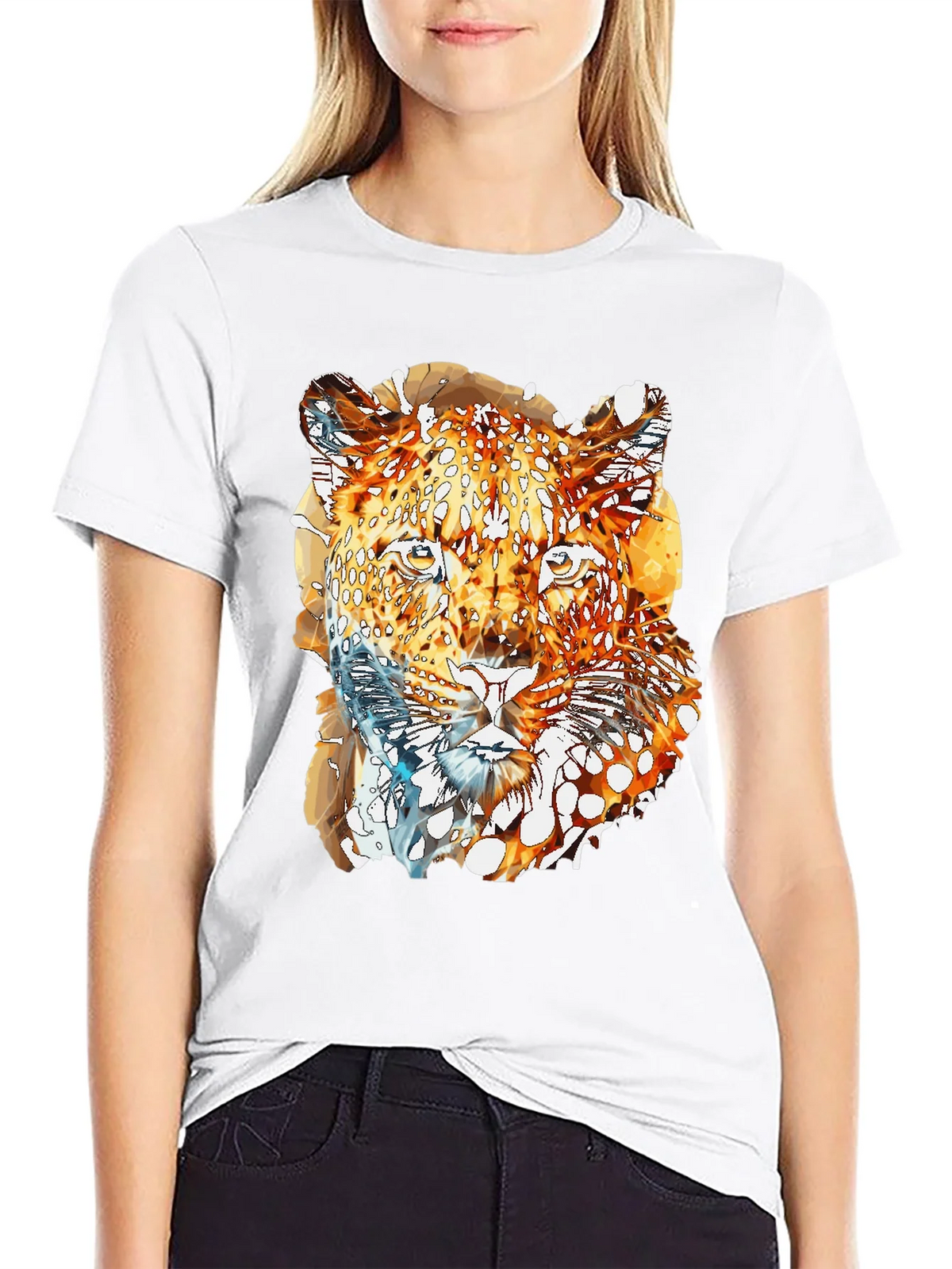 Abstract Leopard Graphic Print Mens Black T-Shirt product image 8