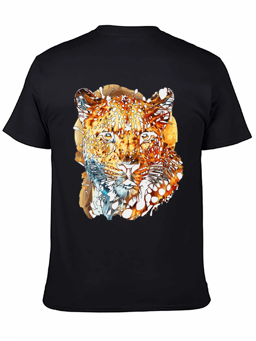 Abstract Leopard Graphic Print Mens Black T-Shirt product image 4