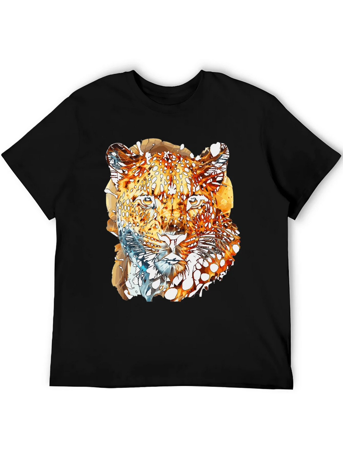 Abstract Leopard Graphic Print Mens Black T-Shirt product image 5