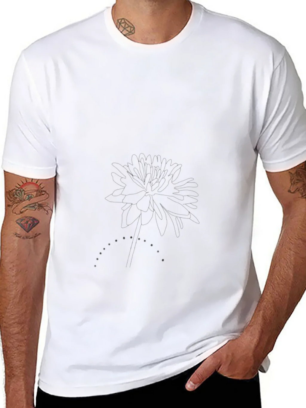 Classic Black Tee with Subtle Floral Graphic product image 7