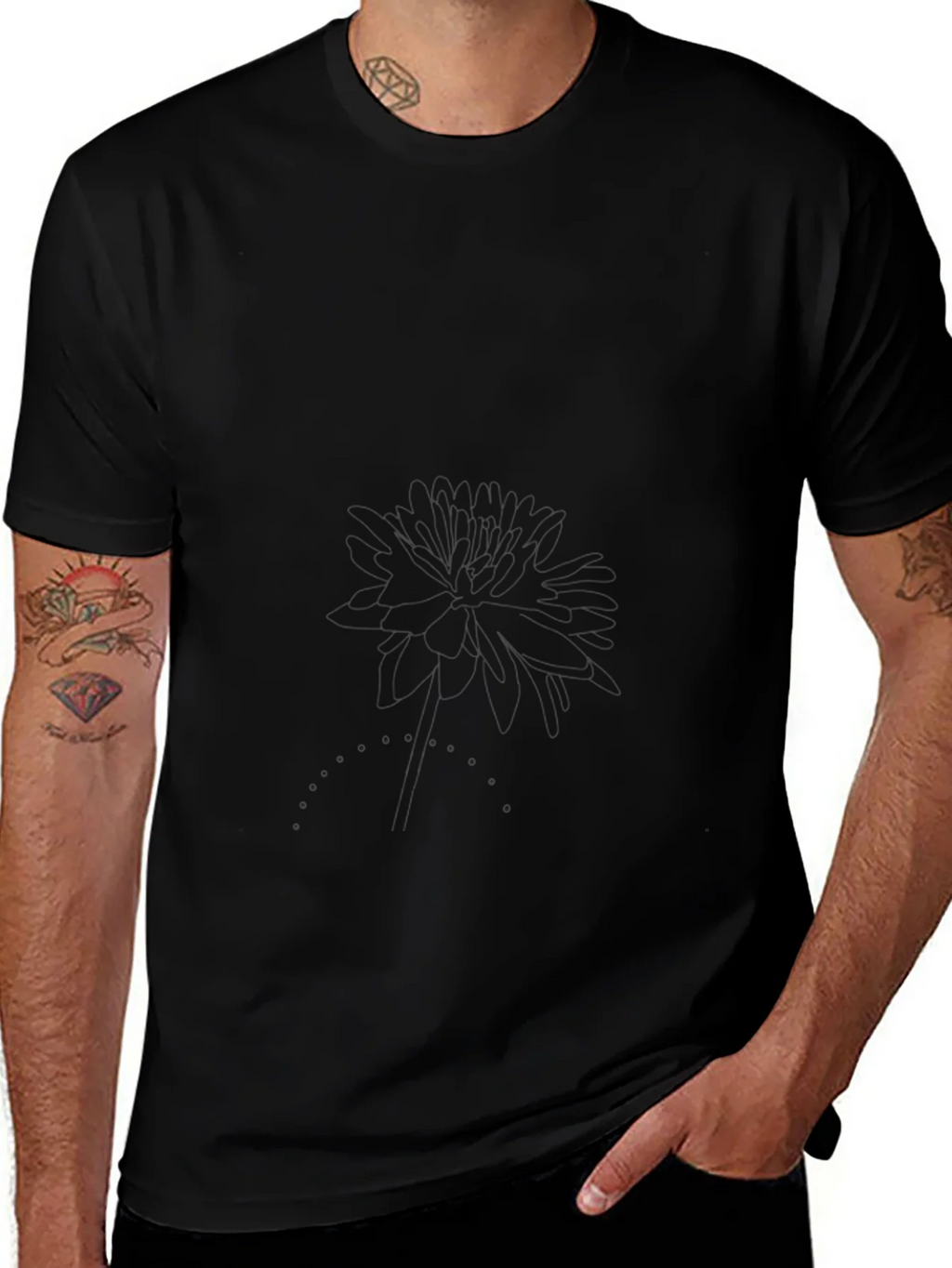 Classic Black Tee with Subtle Floral Graphic product image 1