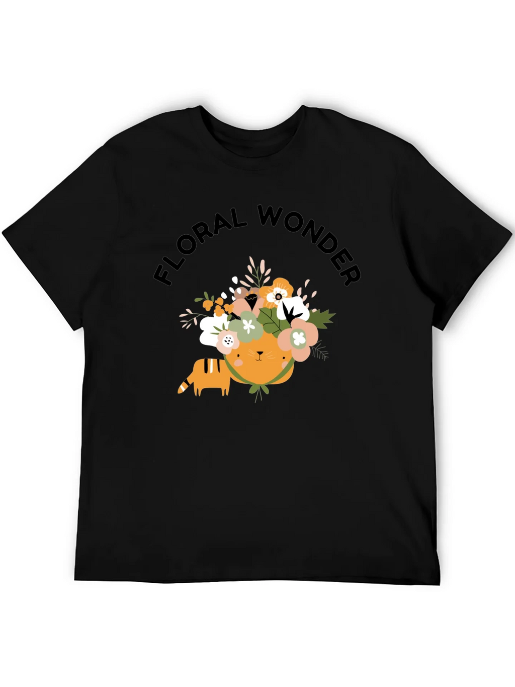 Floral Wonder Cat T-Shirt - Soft Black Cotton product image 5