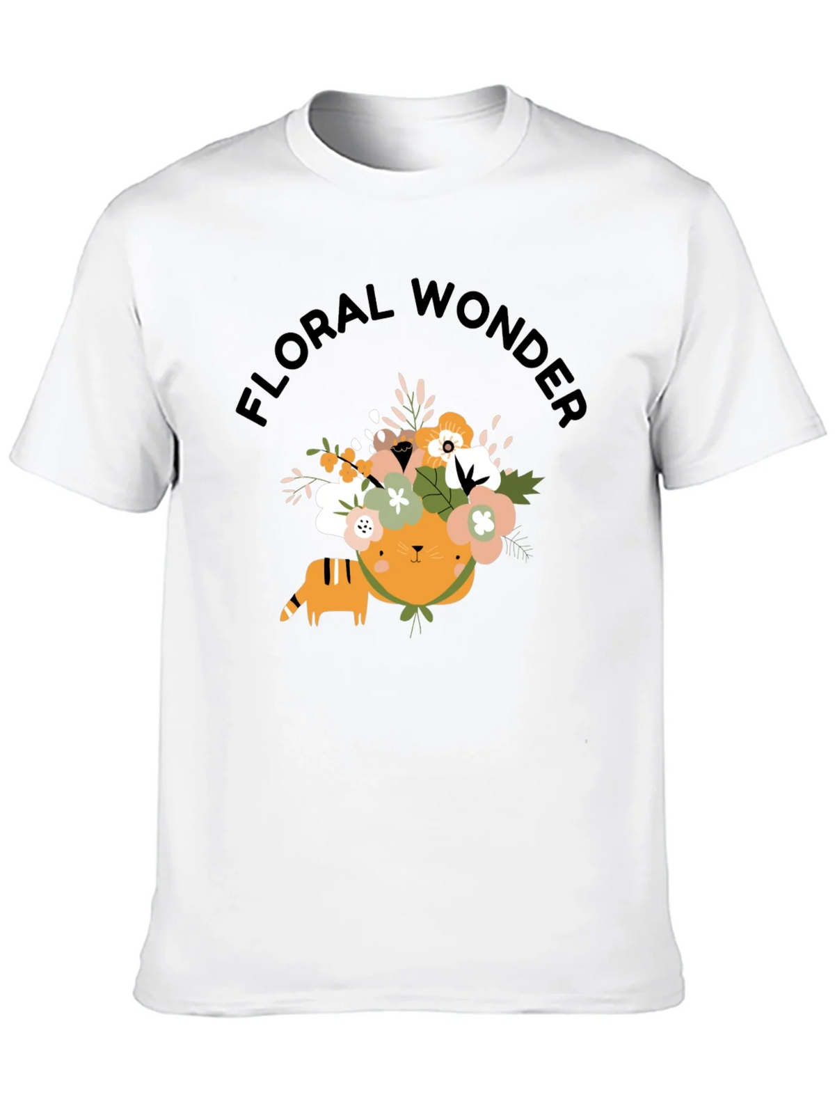 Floral Wonder Cat T-Shirt - Soft Black Cotton product image 9