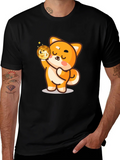 Dogecoin Shiba Inu Cartoon Black T-Shirt product image 1
