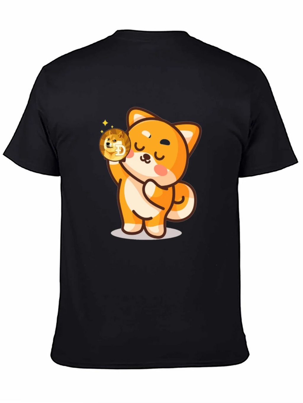 Dogecoin Shiba Inu Cartoon Black T-Shirt product image 4