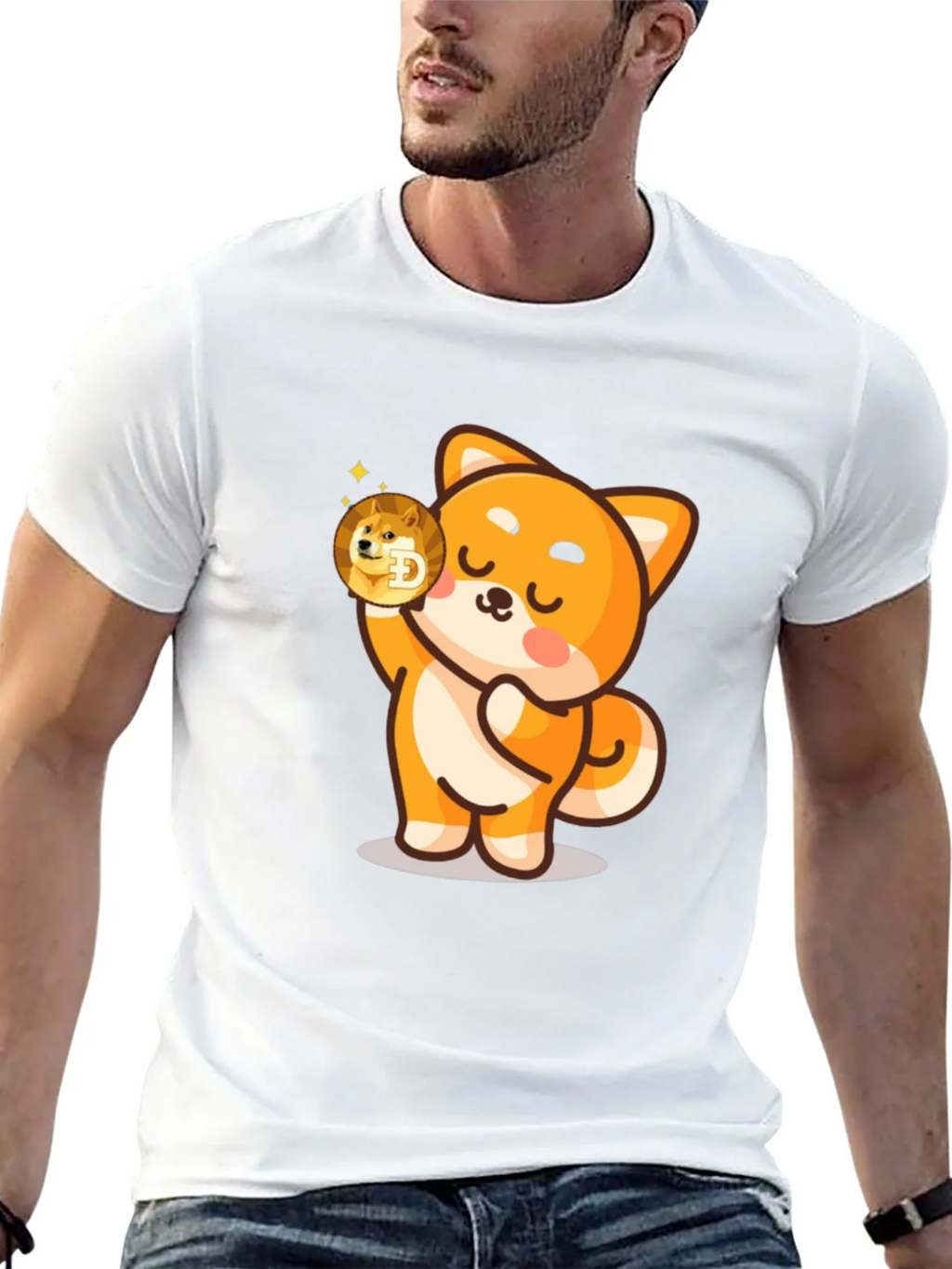 Dogecoin Shiba Inu Cartoon Black T-Shirt product image 12
