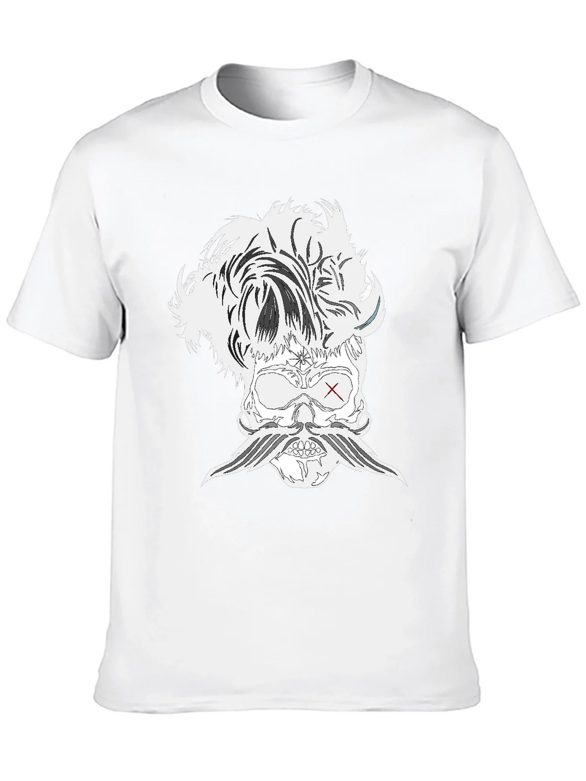 Skull with Mustache Black T-Shirt product image 9