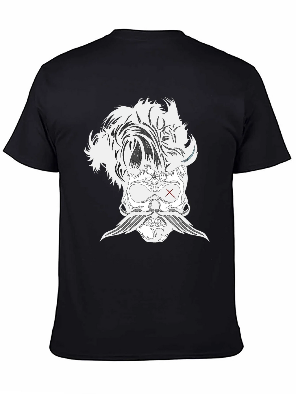 Skull with Mustache Black T-Shirt product image 4