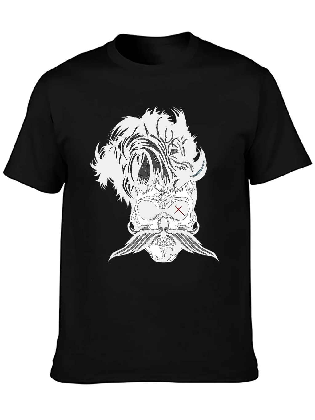 Skull with Mustache Black T-Shirt product image 3