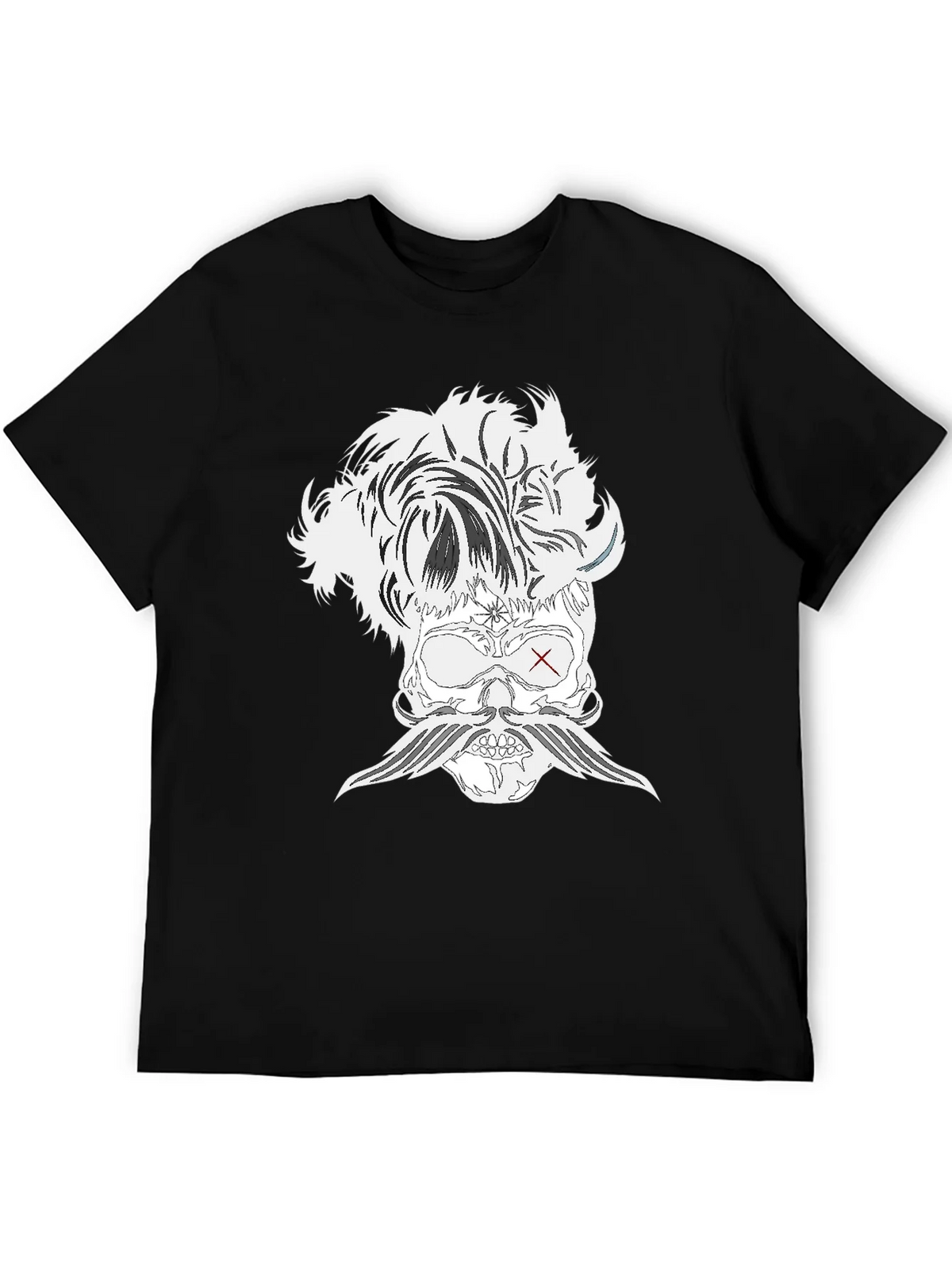 Skull with Mustache Black T-Shirt product image 5