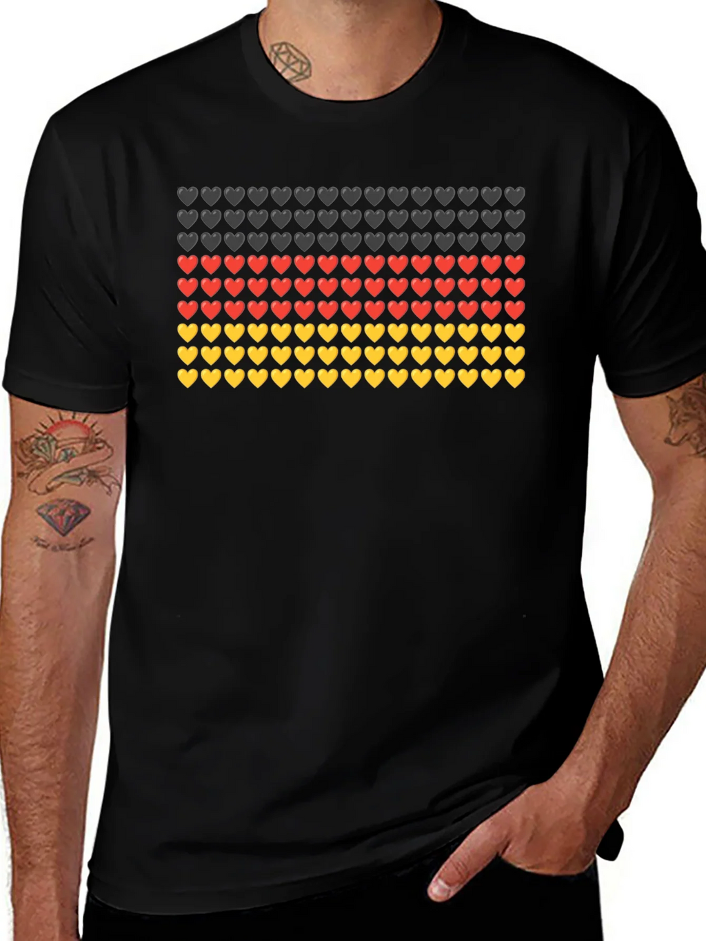 German Flag Hearts T-Shirt - Black product image 1