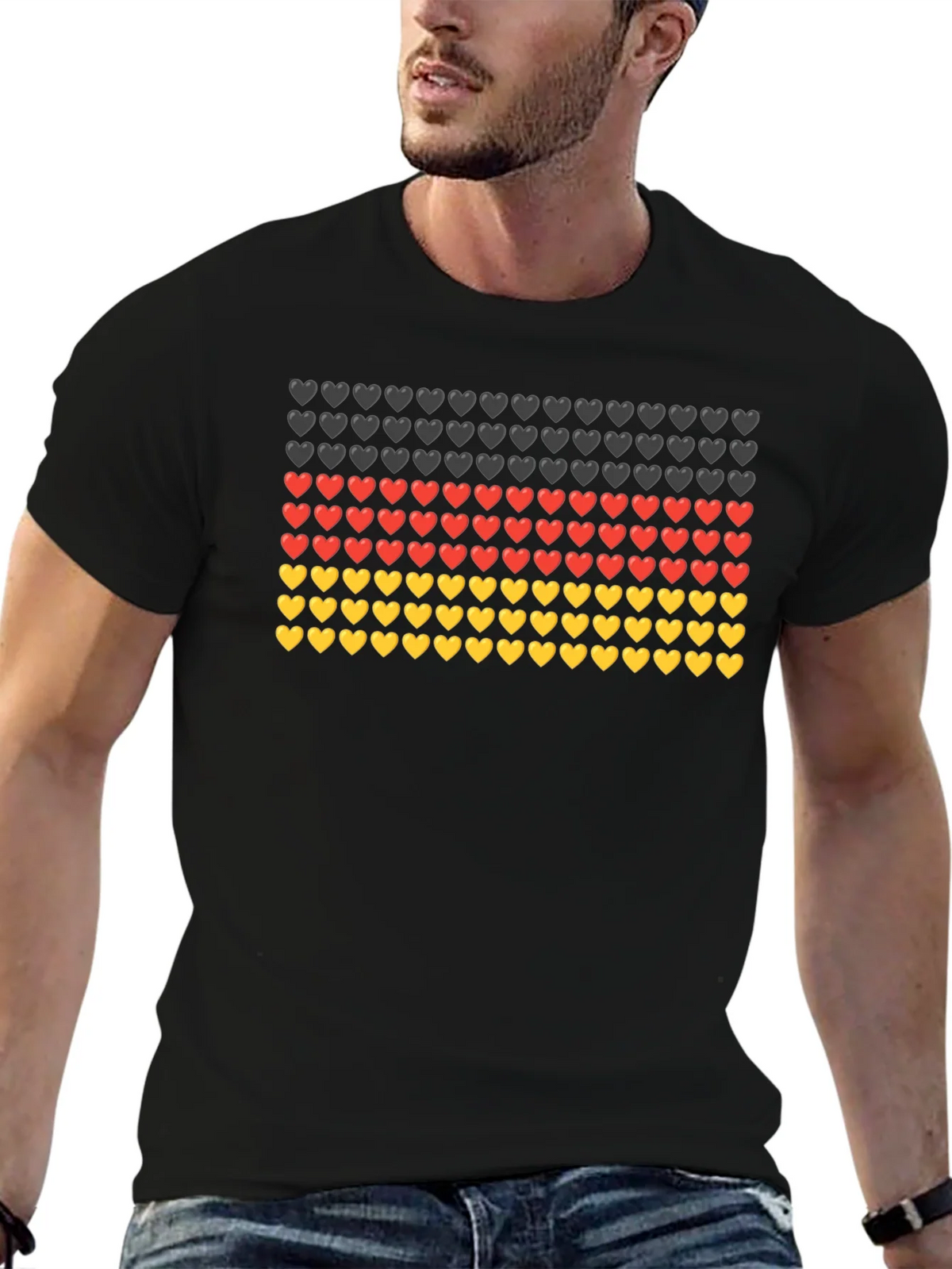 German Flag Hearts T-Shirt - Black product image 6