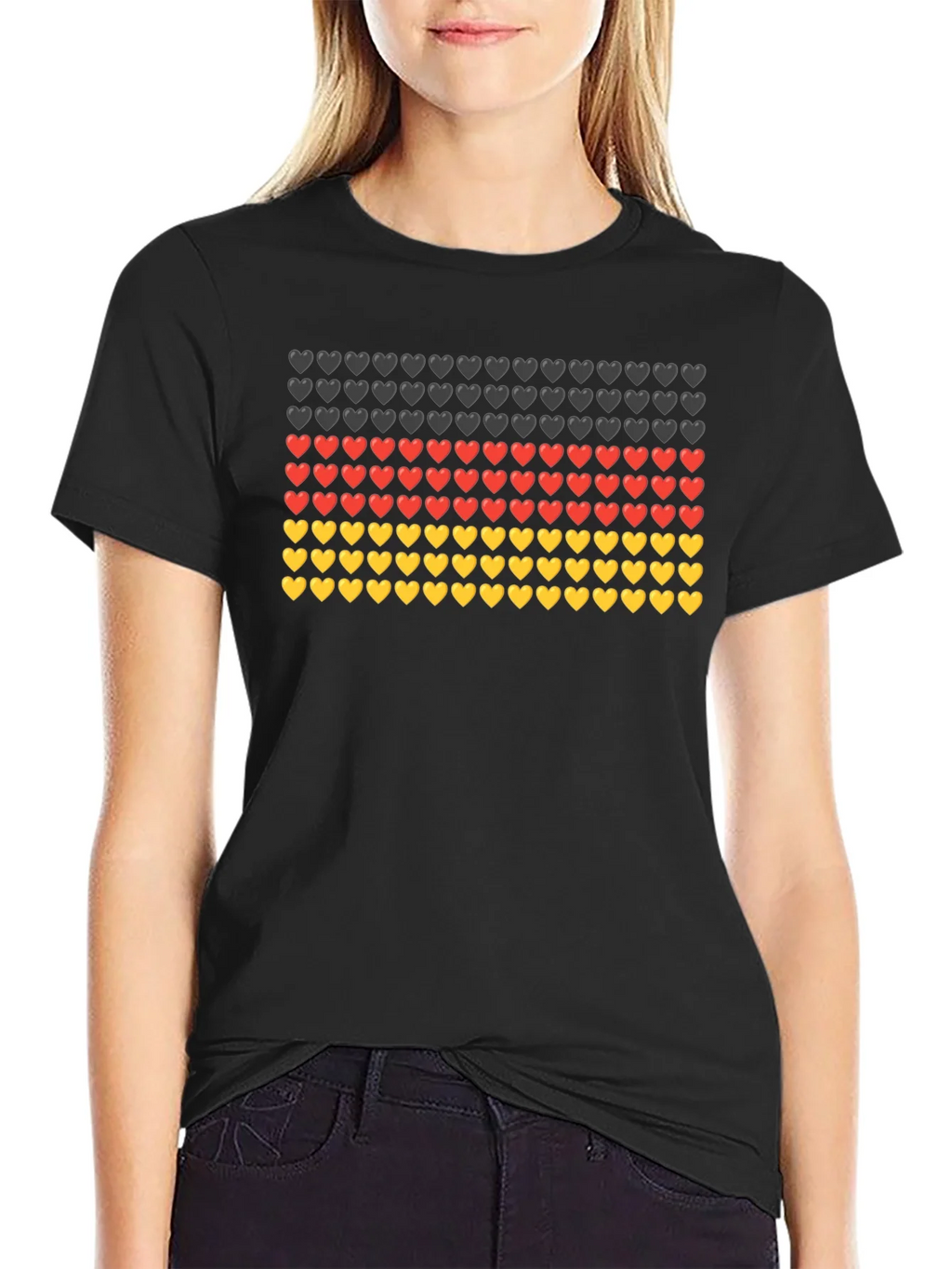 German Flag Hearts T-Shirt - Black product image 2