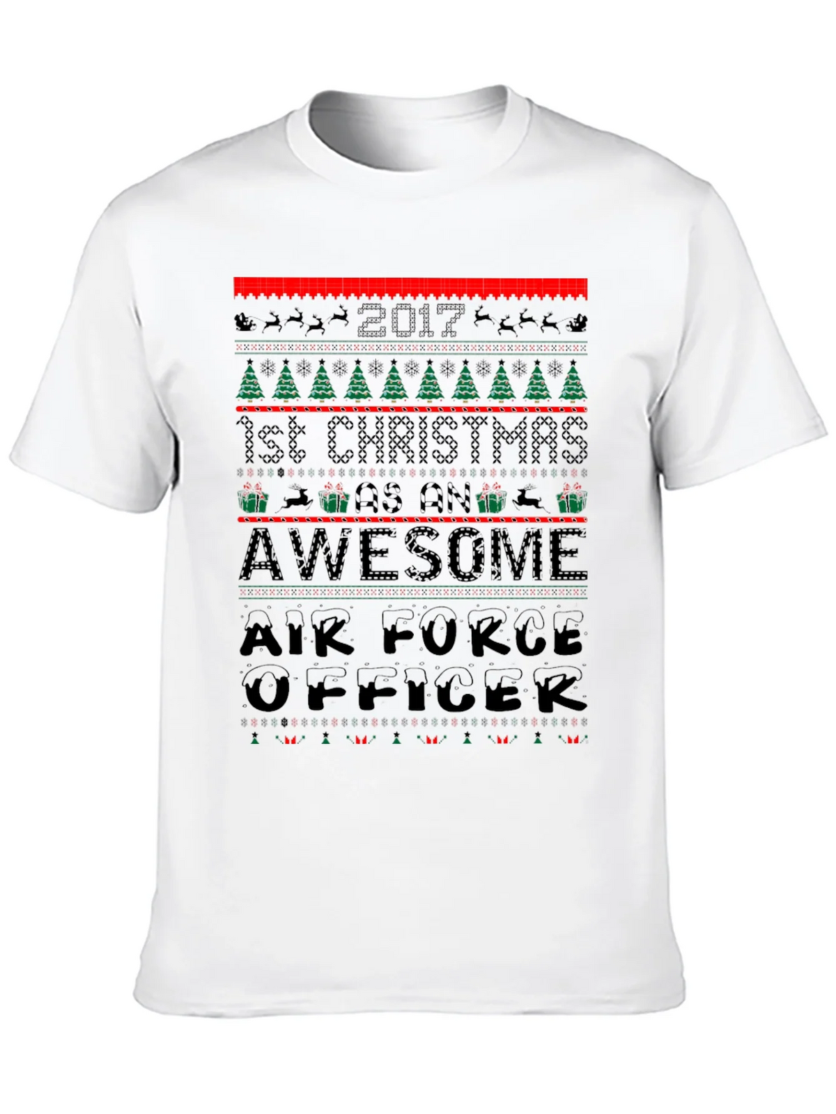 Air Force Officer 2017 First Christmas Awesome Ugly T-Shirt product image 9
