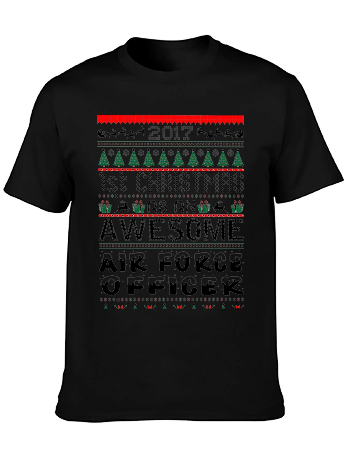 Air Force Officer 2017 First Christmas Awesome Ugly T-Shirt product image 3