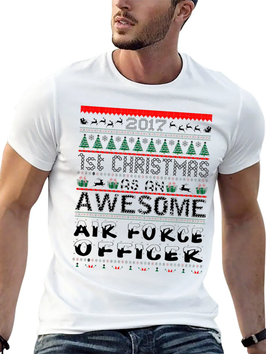 Air Force Officer 2017 First Christmas Awesome Ugly T-Shirt product image 12