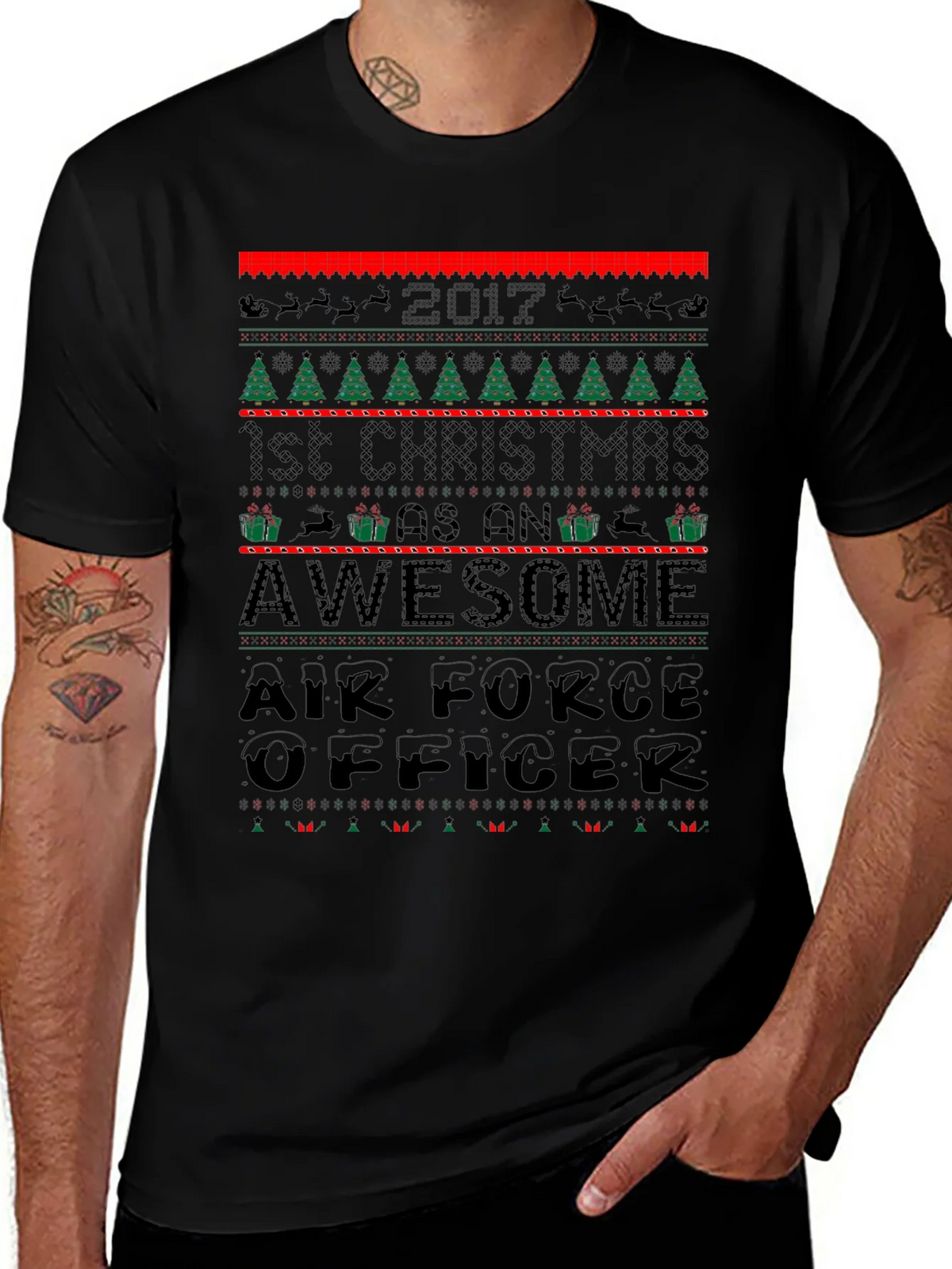 Air Force Officer 2017 First Christmas Awesome Ugly T-Shirt product image 1