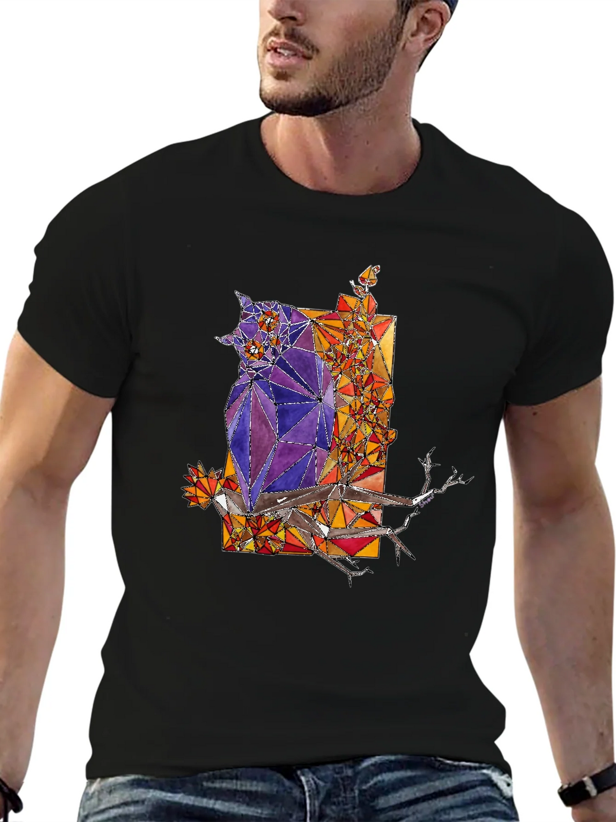 Abstract Owl Graphic Tee - Mens Black T-Shirt product image 6