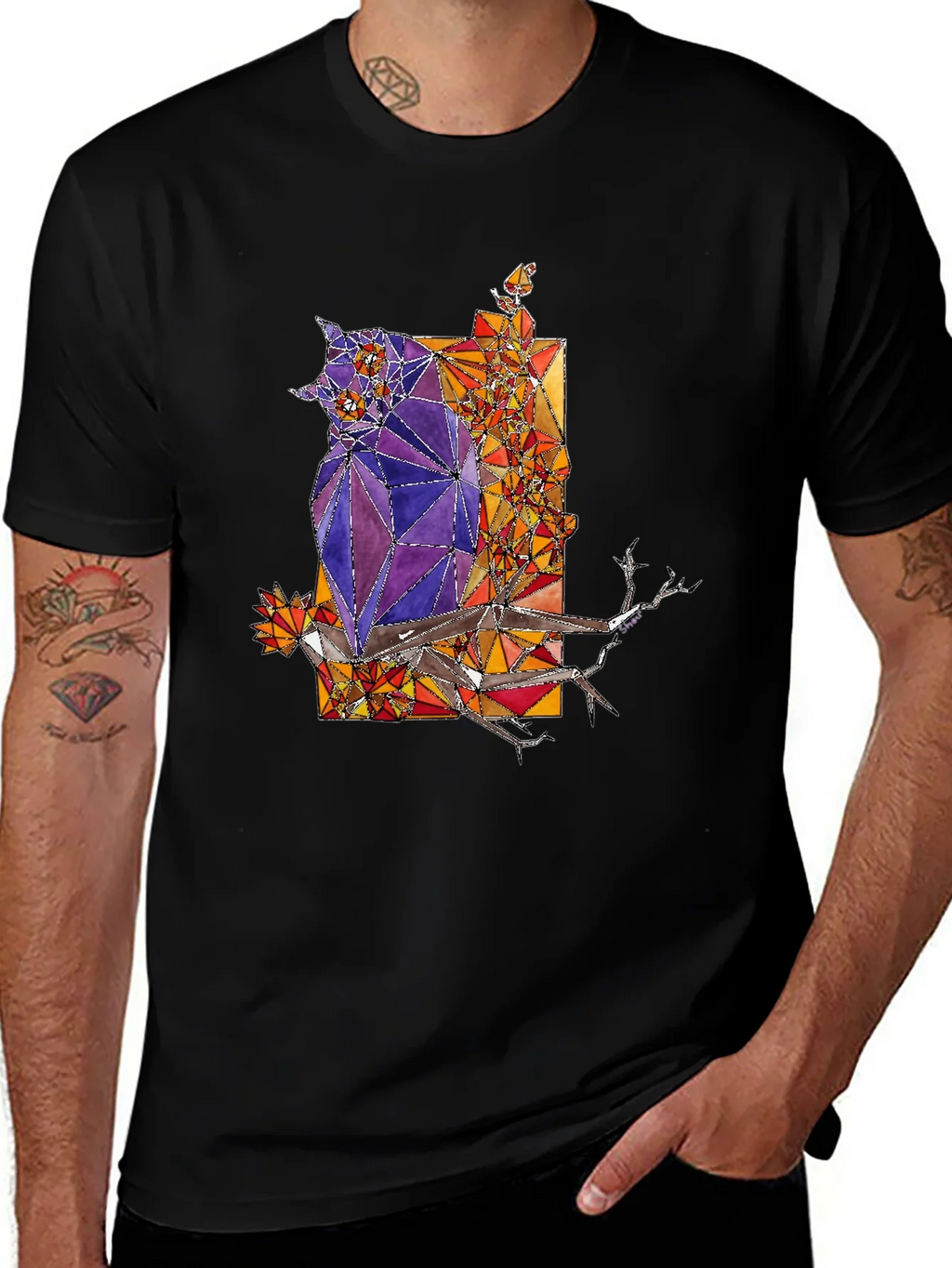 Abstract Owl Graphic Tee - Mens Black T-Shirt product image 1