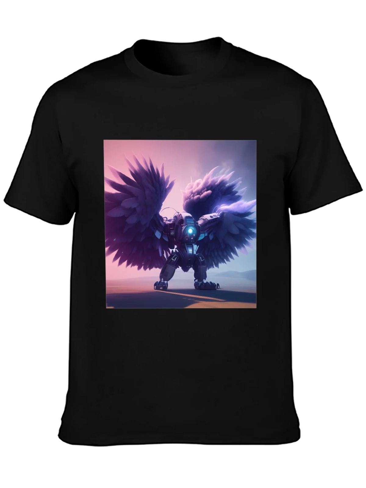 Cybernetic Angel Wings Black T-Shirt product image 3