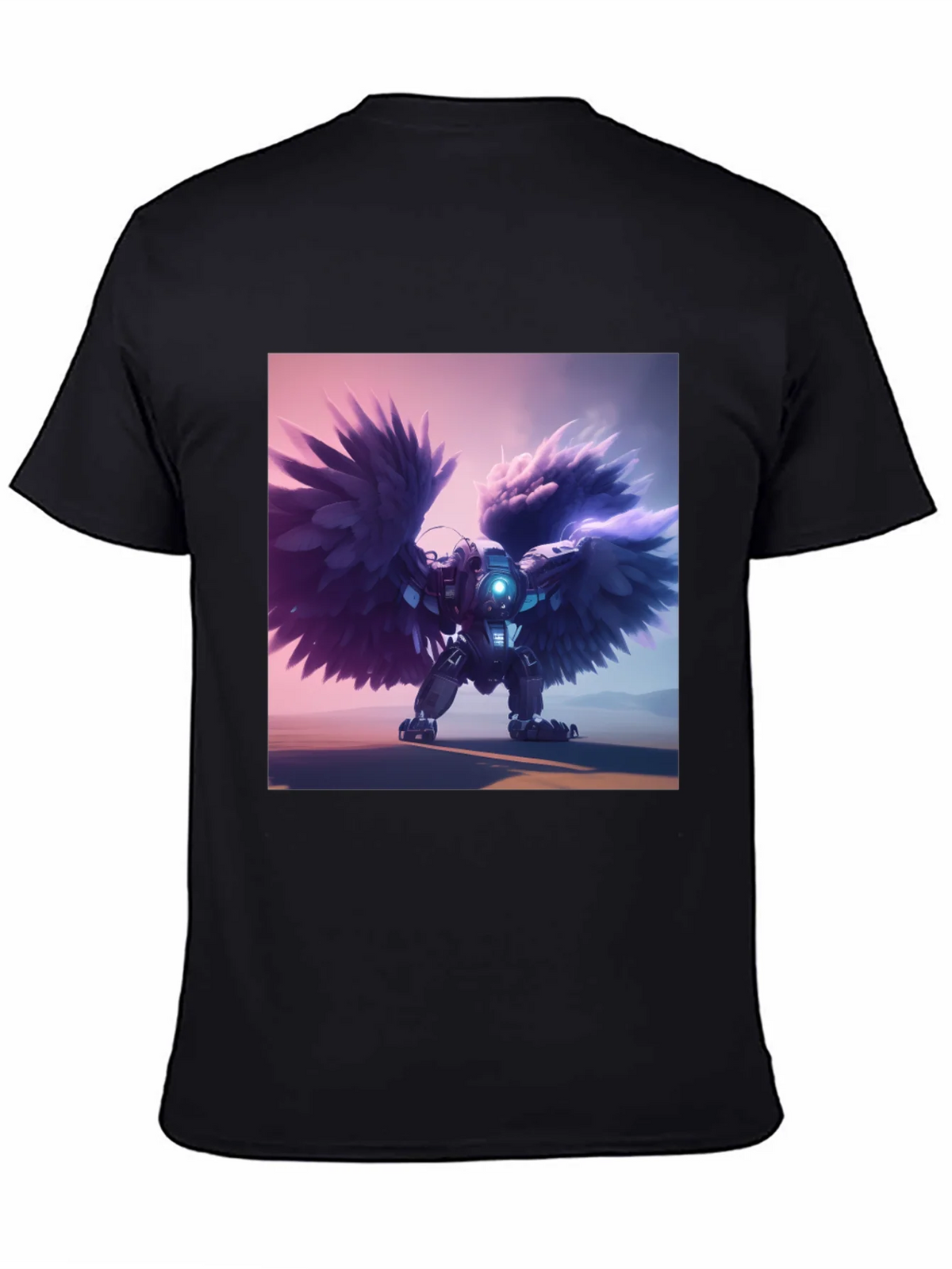 Cybernetic Angel Wings Black T-Shirt product image 4