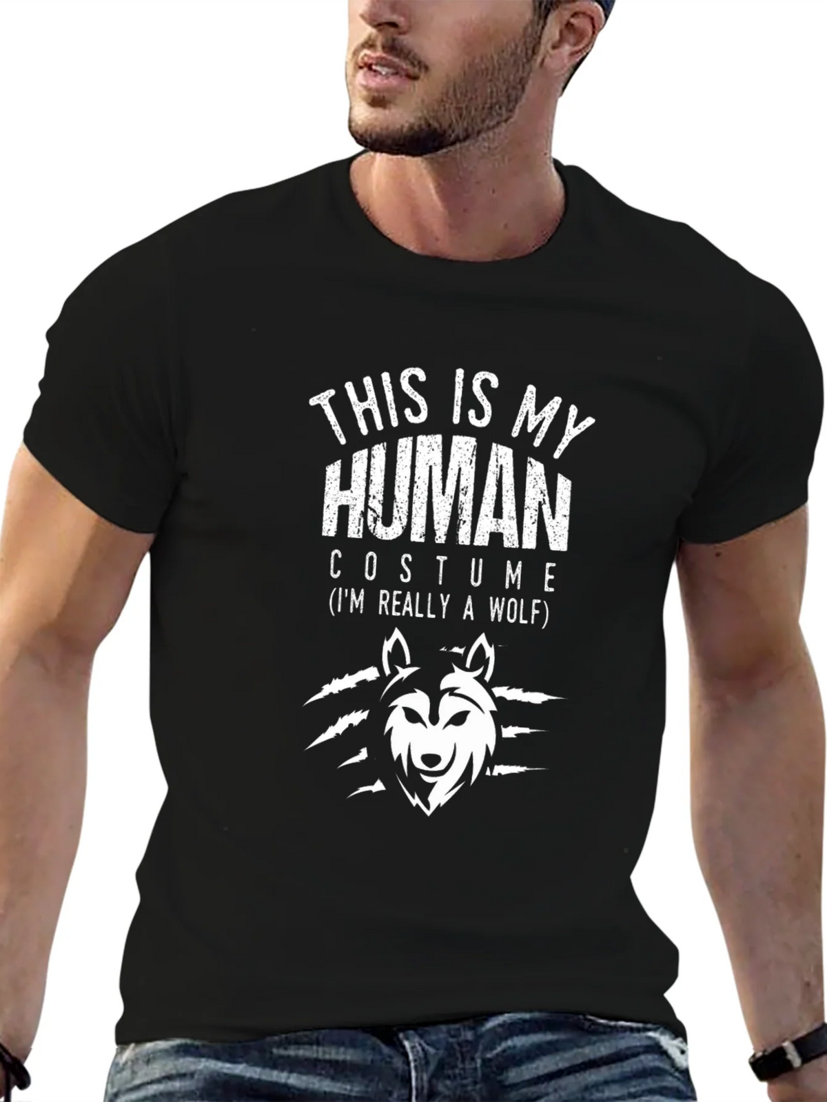 This Is My Human Costume Wolf Graphic Novelty T-Shirt product image 6