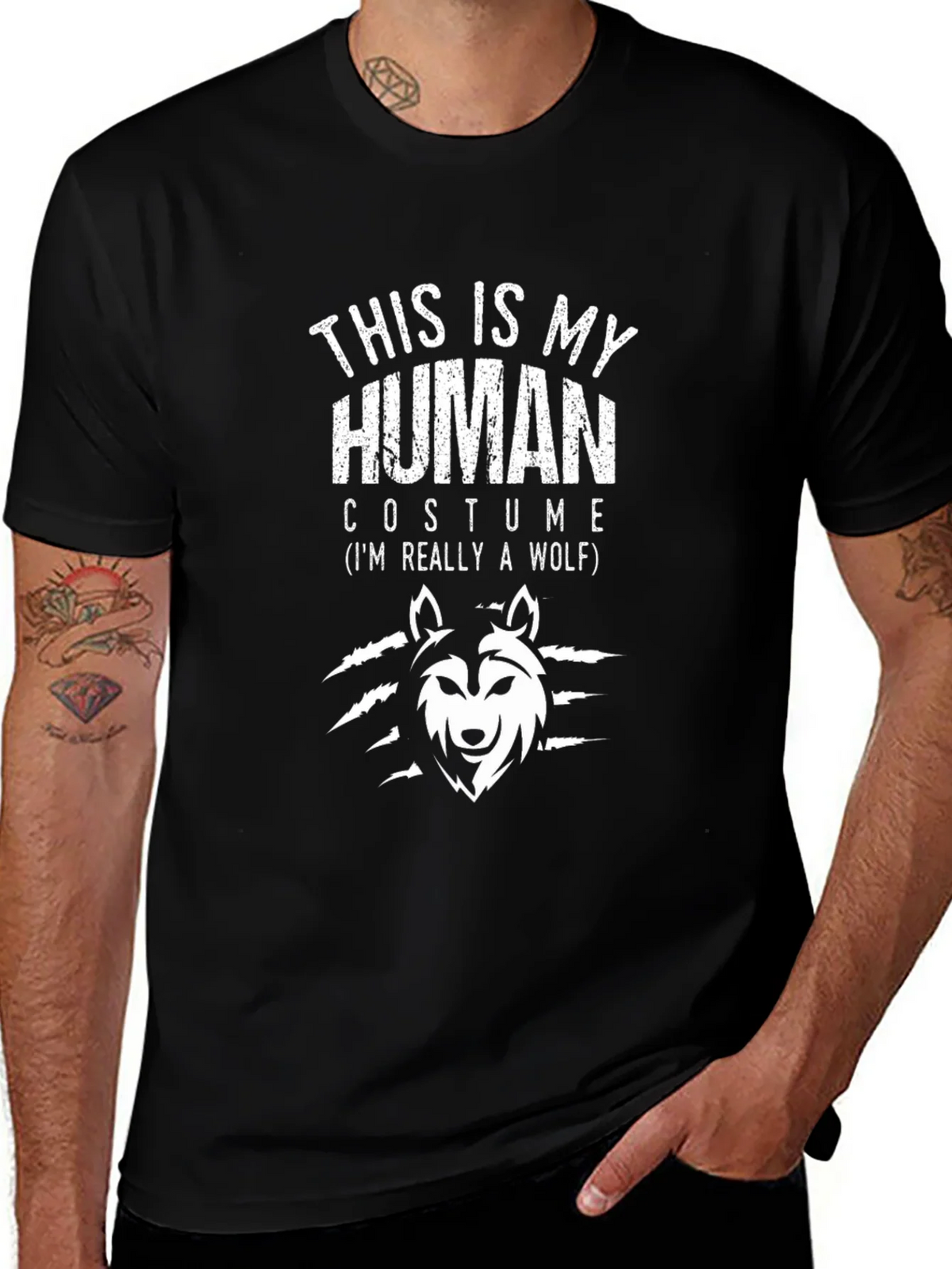 This Is My Human Costume Wolf Graphic Novelty T-Shirt product image 1