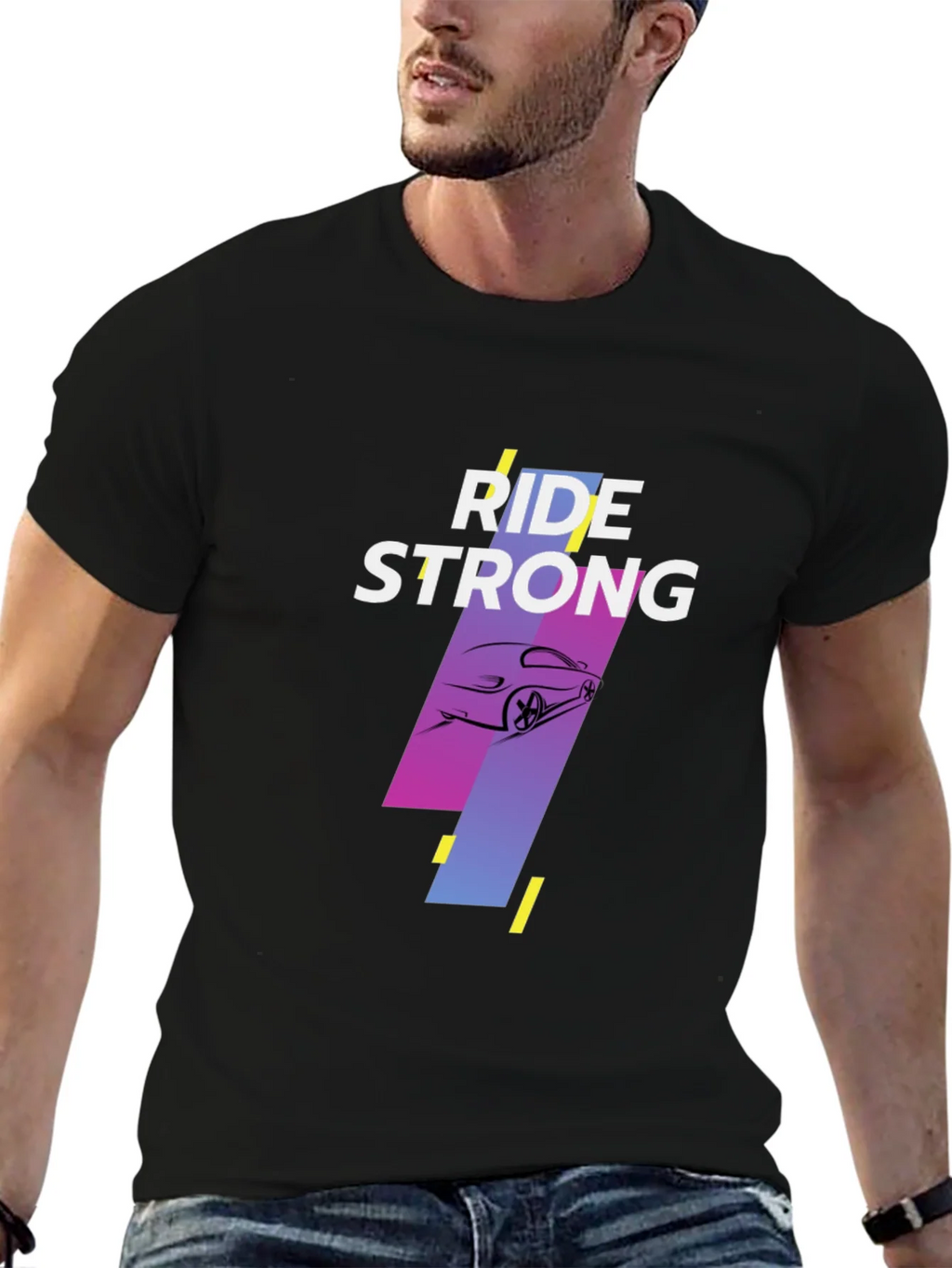 Ride Strong Graphic Tee - Black Cotton T-Shirt product image 6