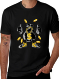 Money Bag Cartoon Graphic Tee - Black