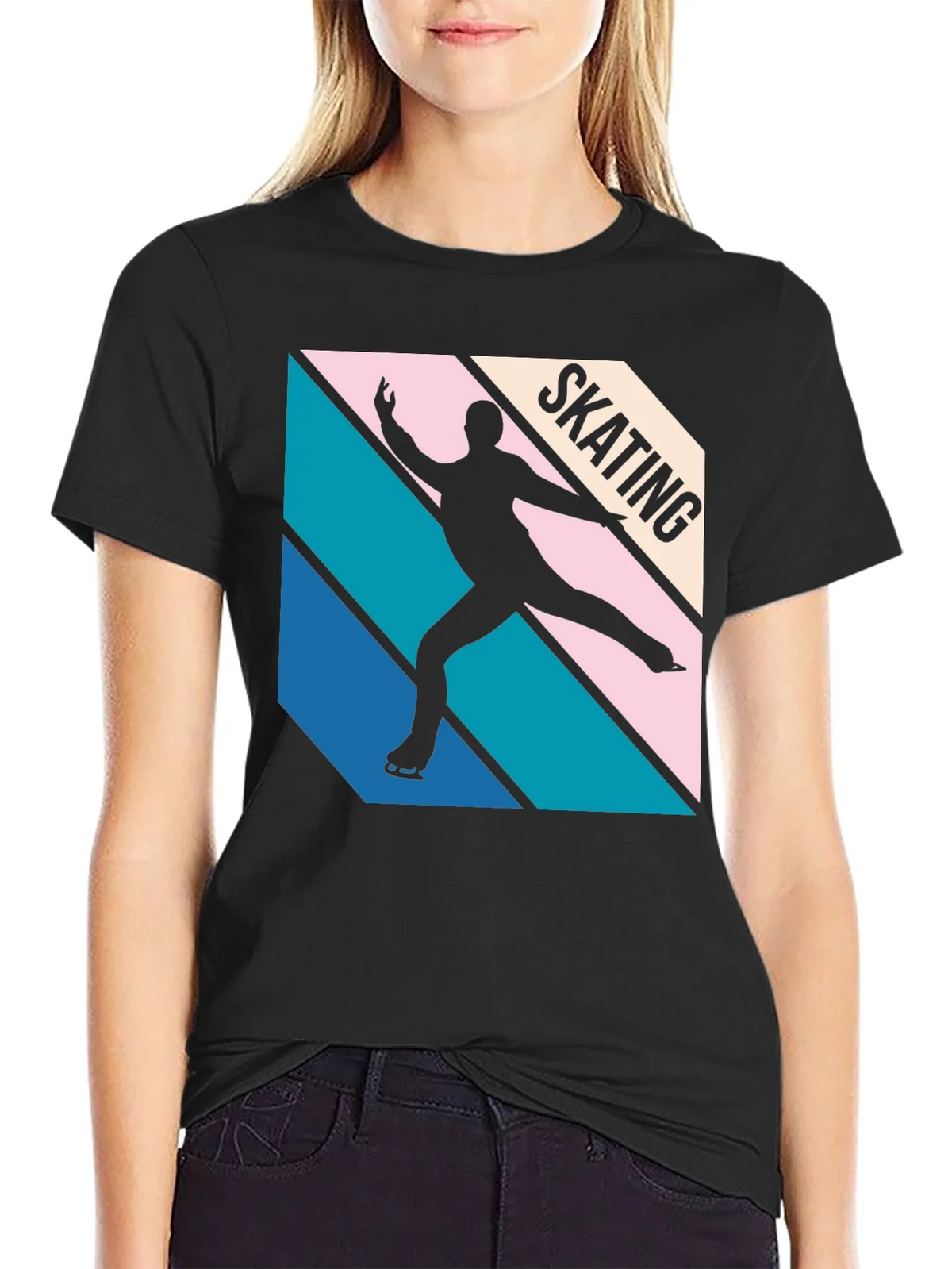 Retro Skating Graphic Tee - Black Cotton Blend product image 2