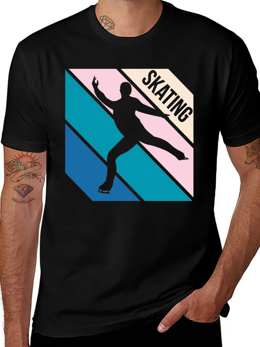 Retro Skating Graphic Tee - Black Cotton Blend product image 1
