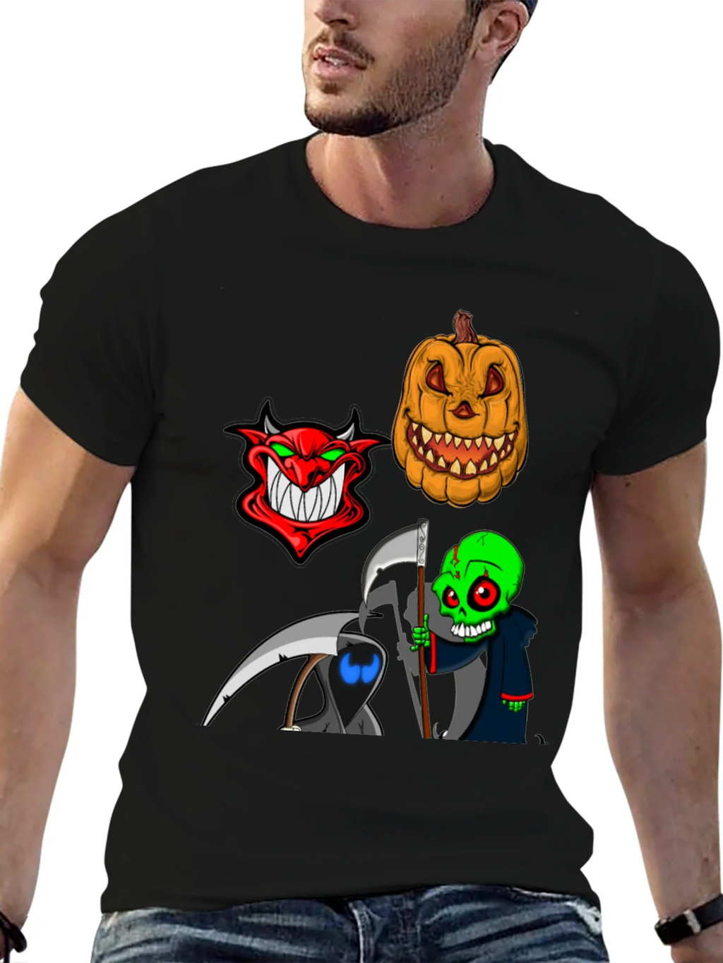 Halloween Themed Graphic Tee - Devil Pumpkin Reaper product image 6