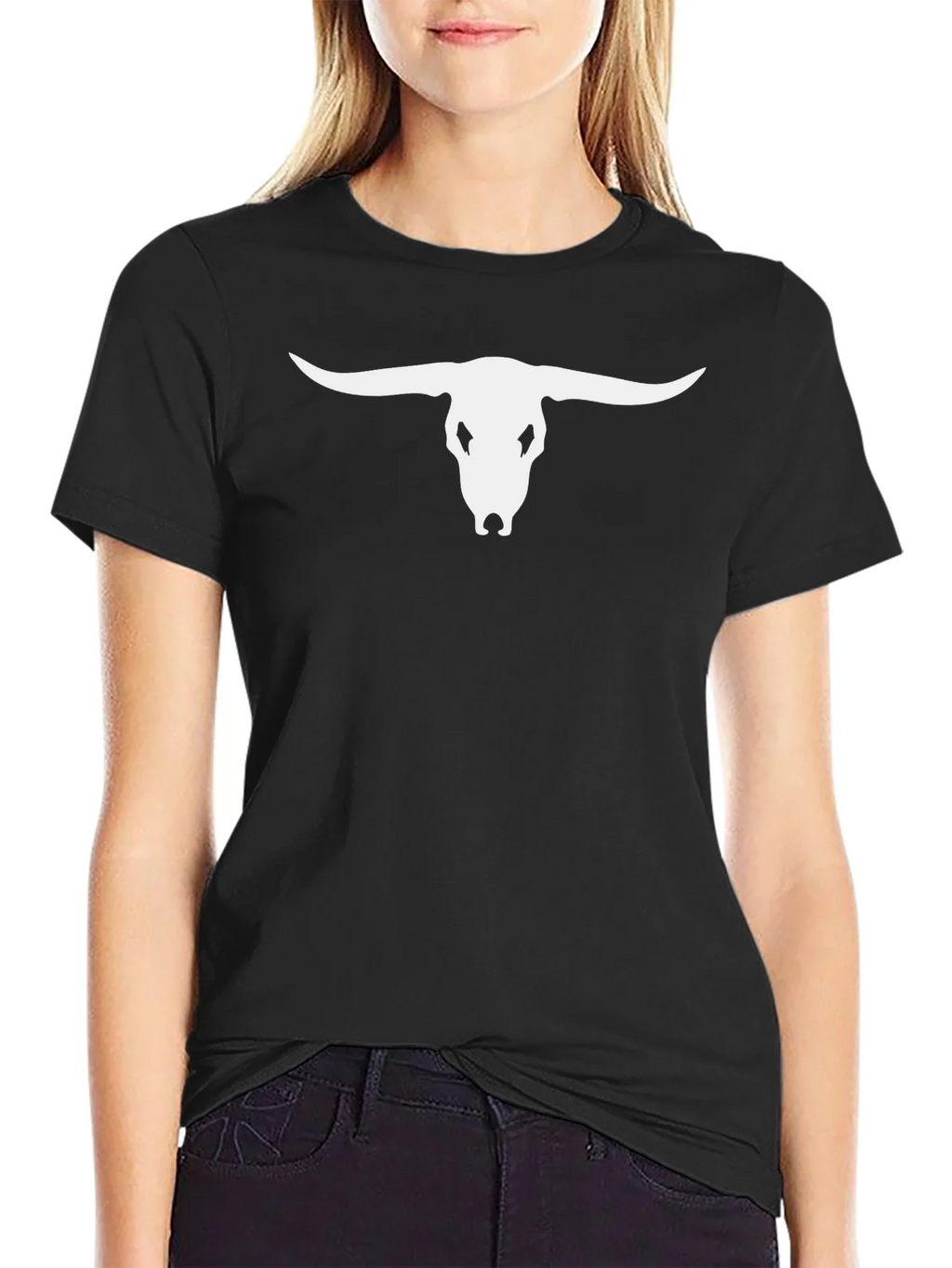 Bull Skull Graphic Tee - Black Casual T-Shirt product image 2
