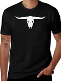Bull Skull Graphic Tee - Black Casual T-Shirt product image 1