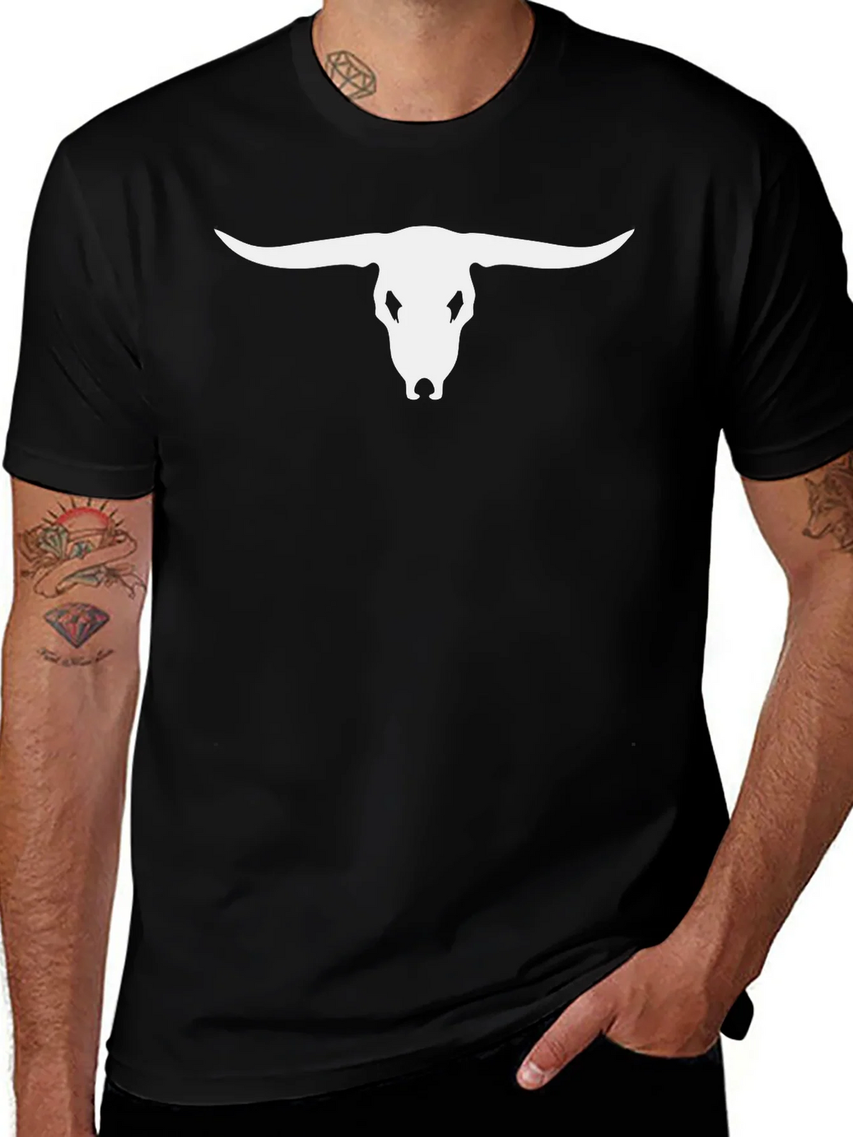 Bull Skull Graphic Tee - Black Casual T-Shirt product image 1