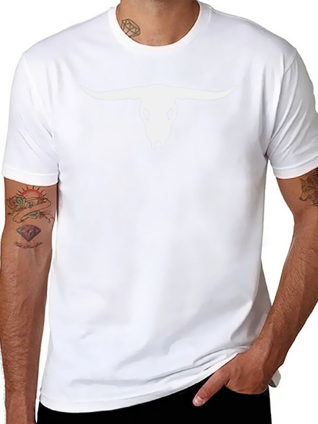 Bull Skull Graphic Tee - Black Casual T-Shirt product image 6