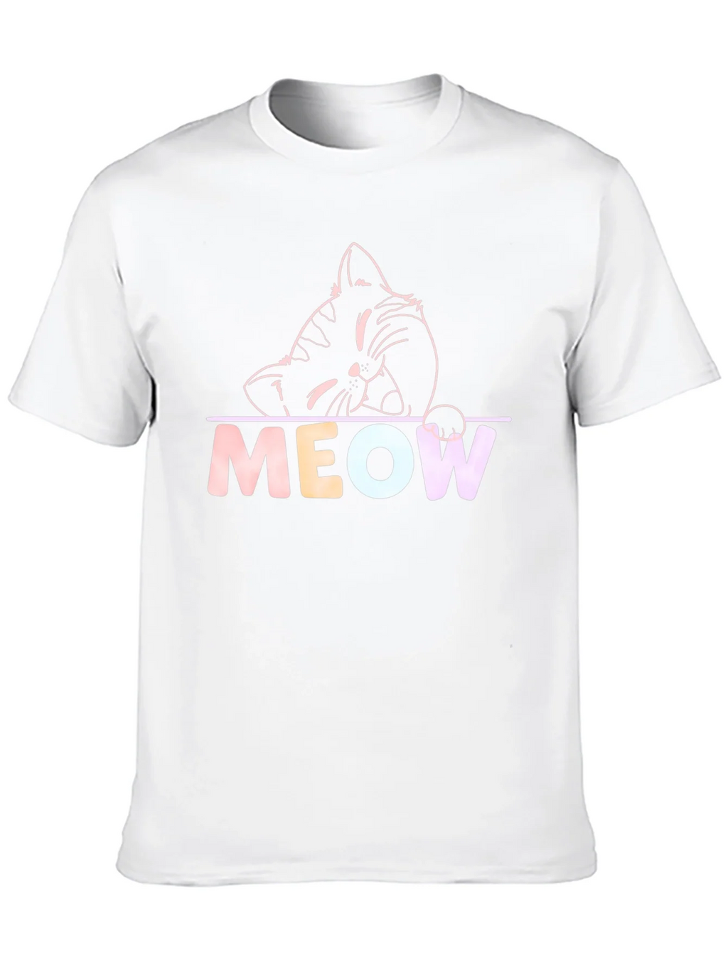 Meow Cat Graphic T-Shirt - Black Crew Neck Tee product image 9