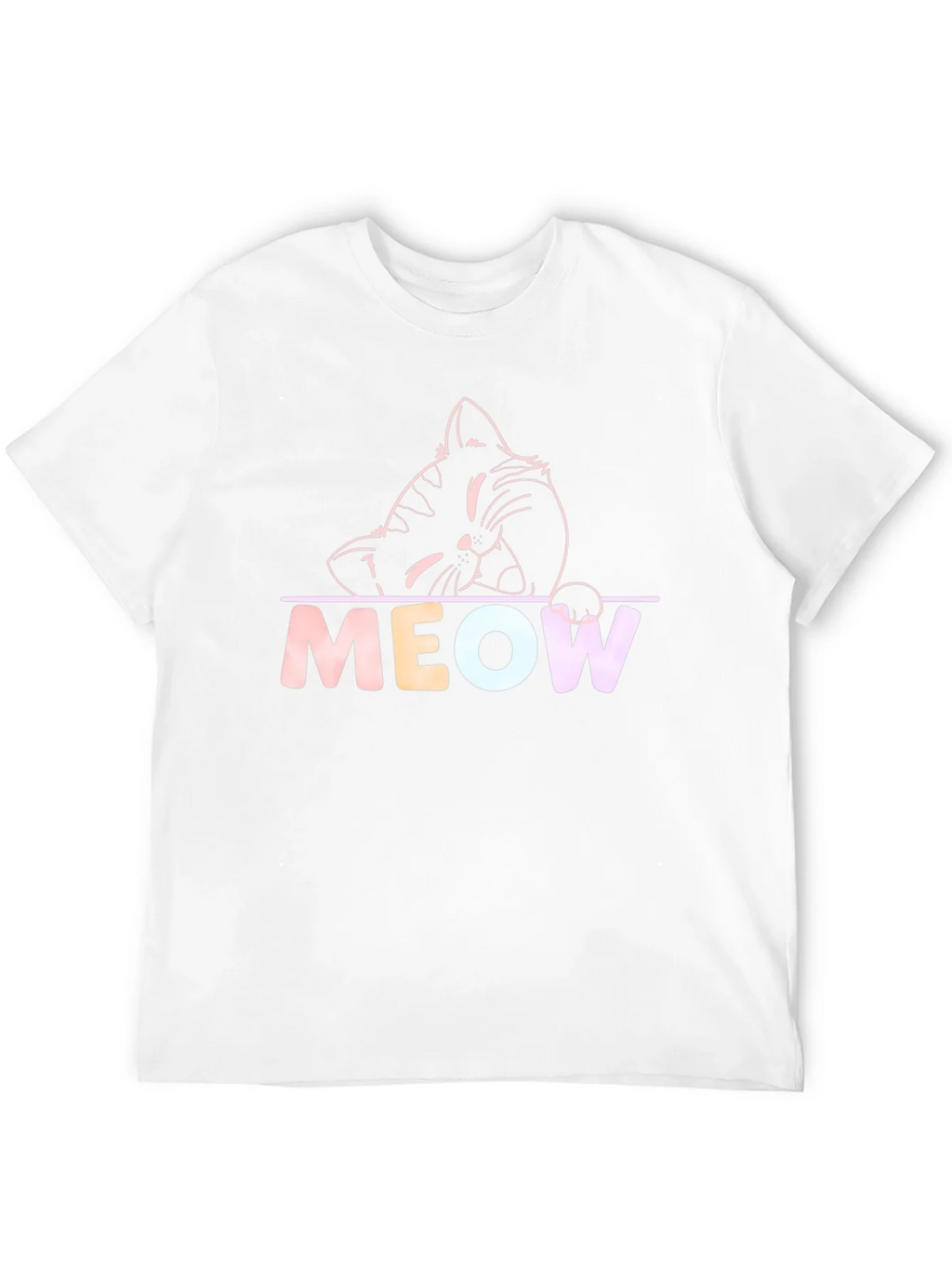 Meow Cat Graphic T-Shirt - Black Crew Neck Tee product image 11