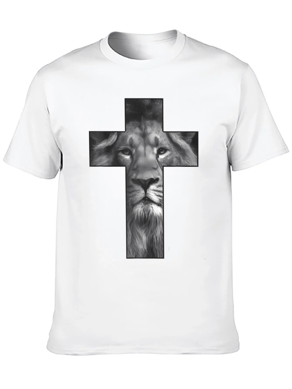 Lion Cross Graphic Tee - Black Religious T-Shirt product image 9