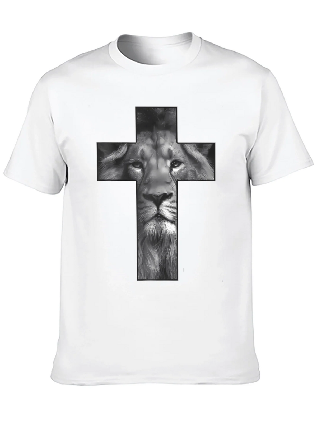 Lion Cross Graphic Tee - Black Religious T-Shirt product image 9