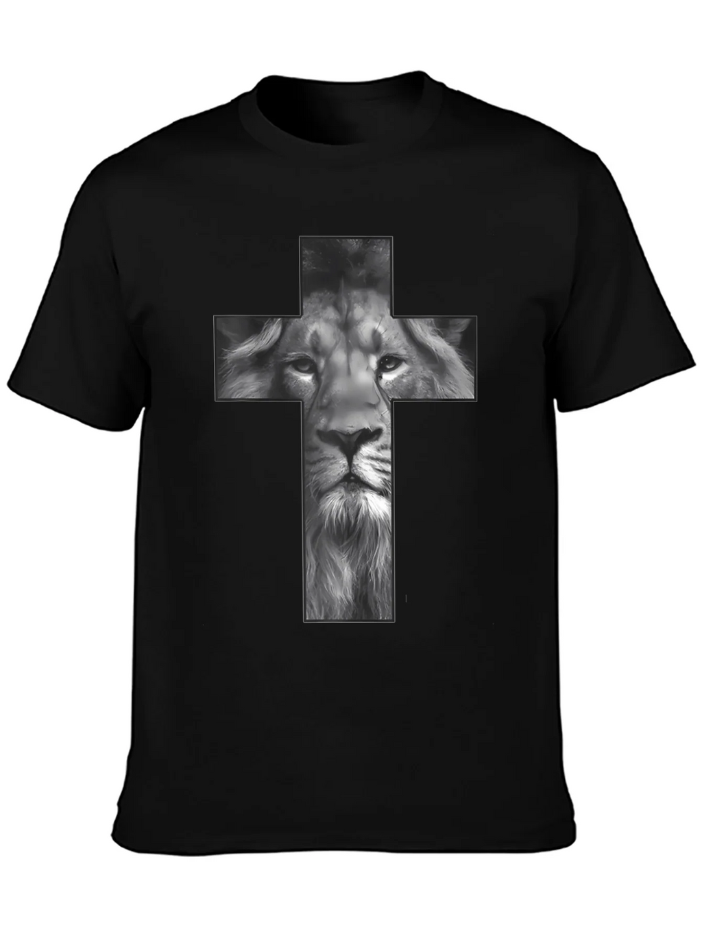 Lion Cross Graphic Tee - Black Religious T-Shirt product image 3