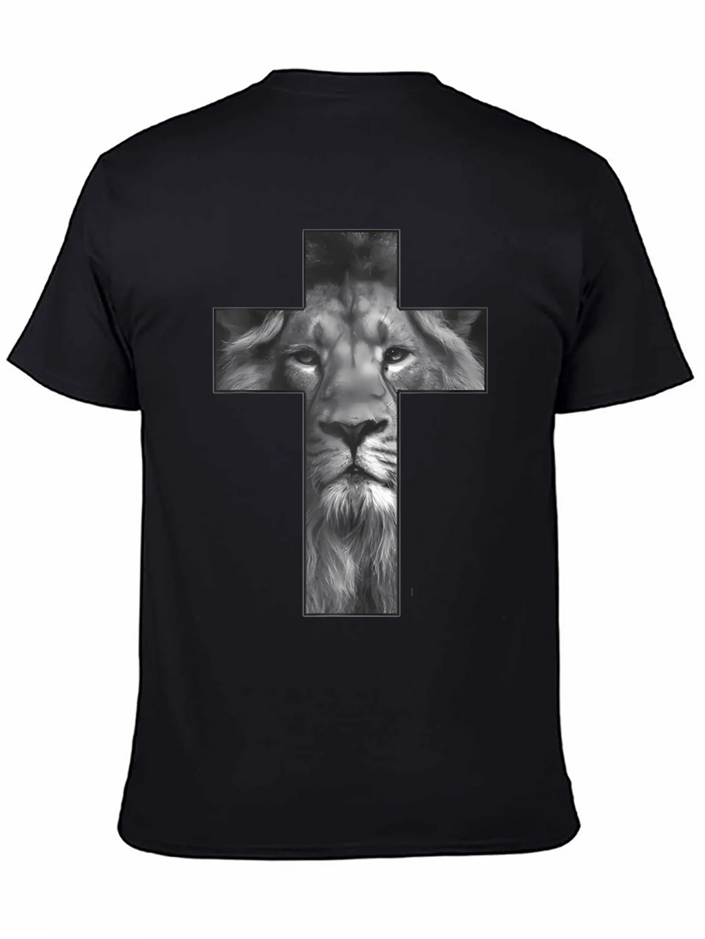 Lion Cross Graphic Tee - Black Religious T-Shirt product image 4