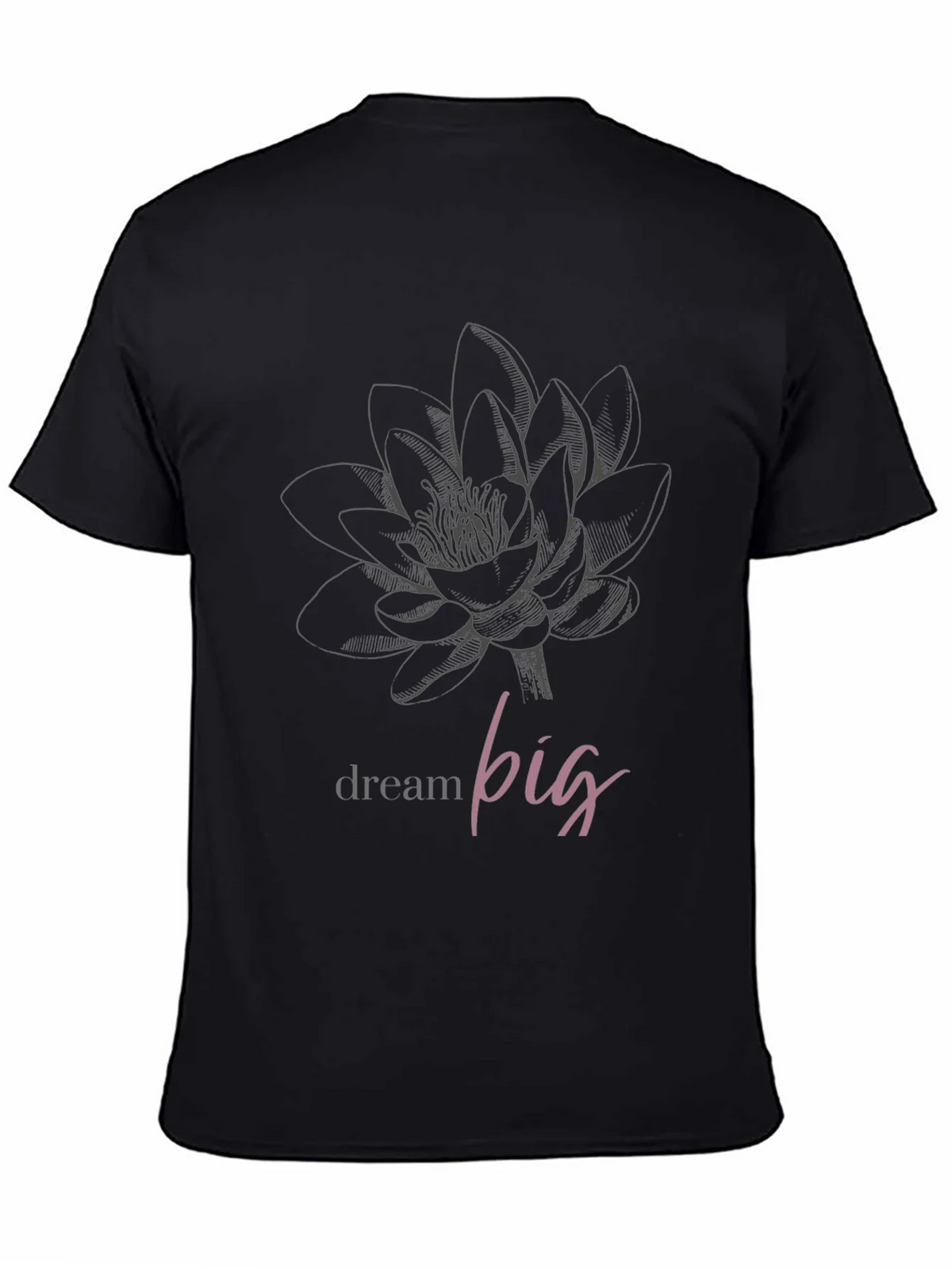Dream Big Lotus Graphic Tee - Black Unisex T-Shirt product image 4