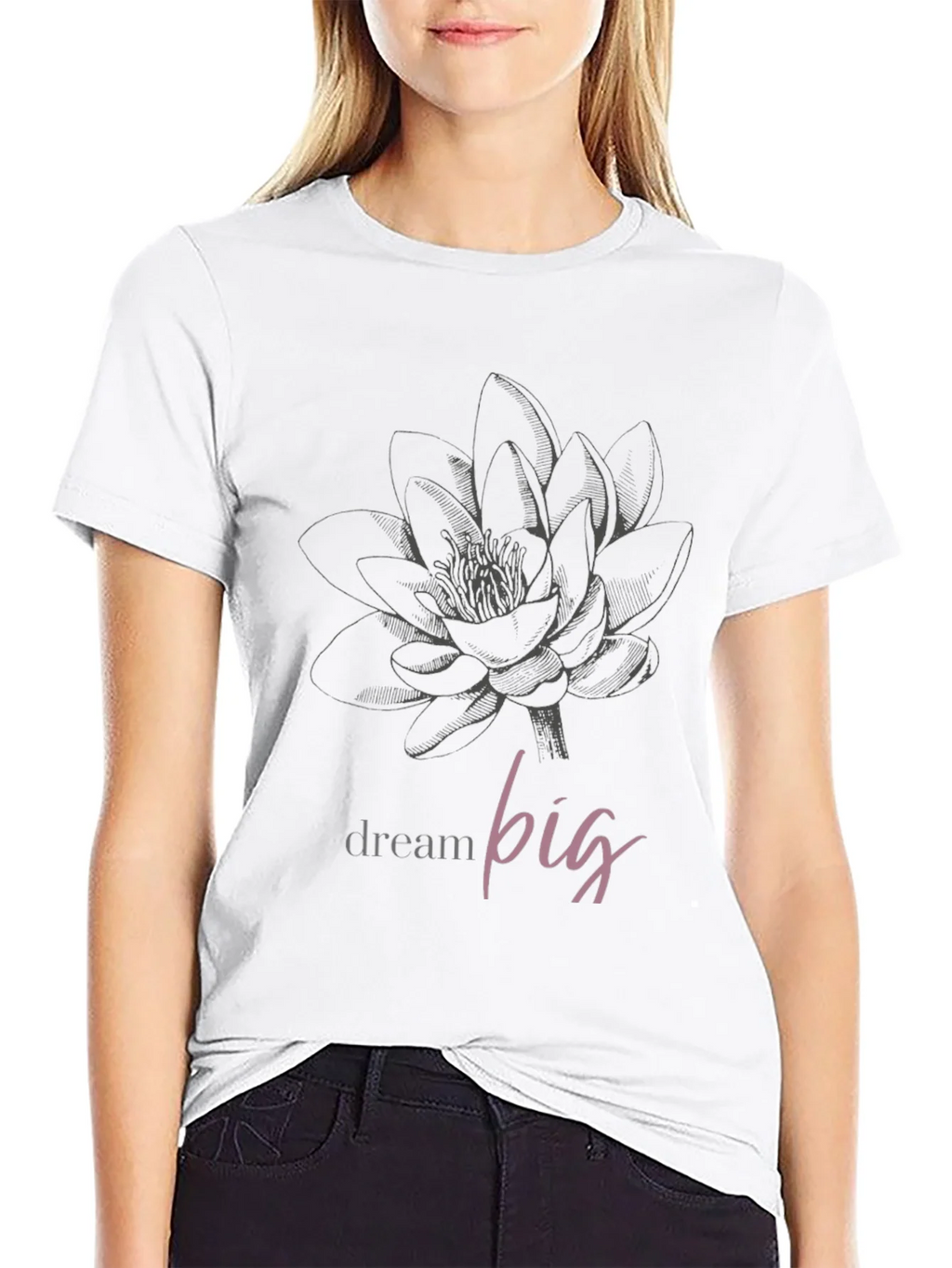 Dream Big Lotus Graphic Tee - Black Unisex T-Shirt product image 8
