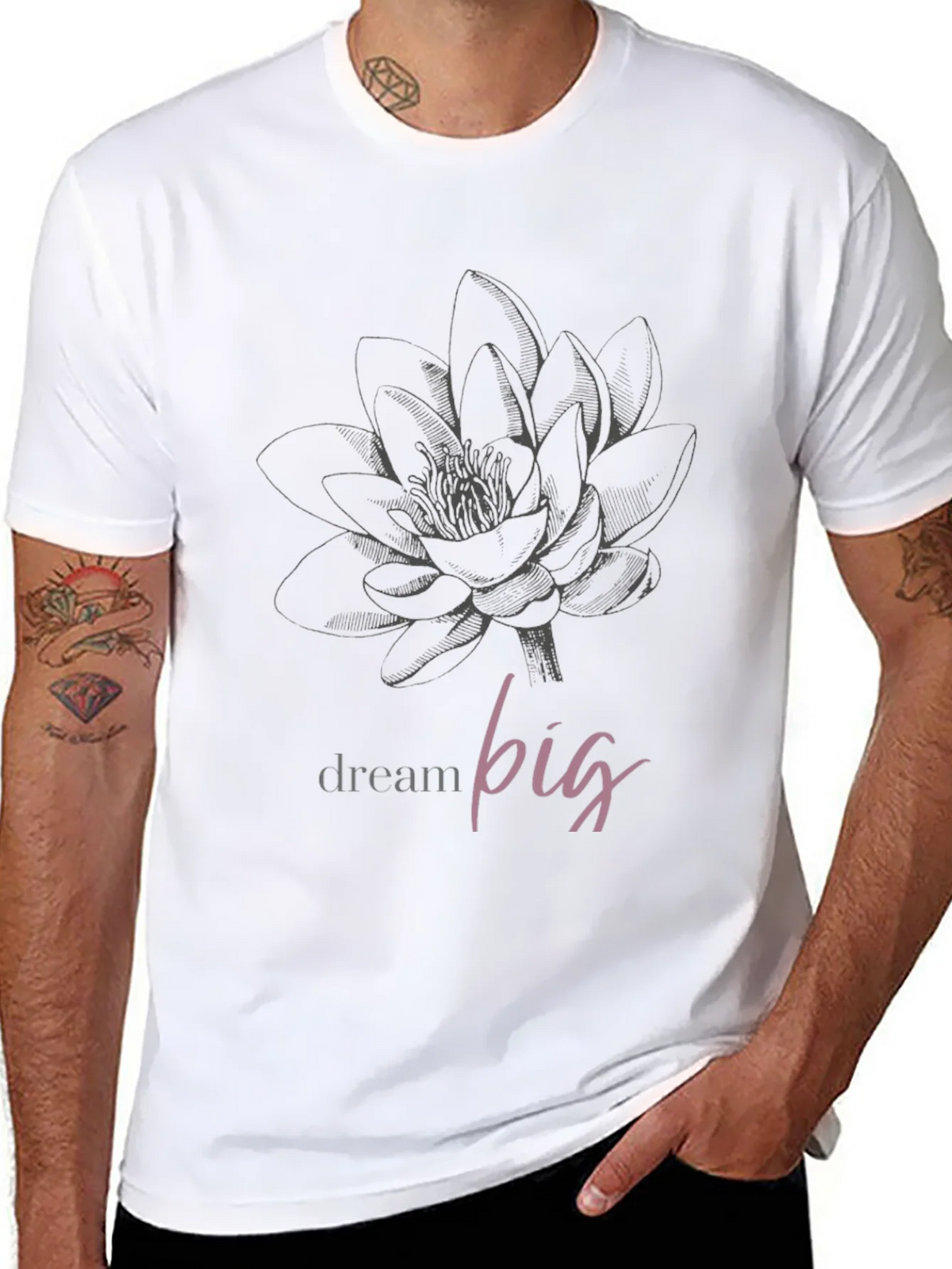 Dream Big Lotus Graphic Tee - Black Unisex T-Shirt product image 7