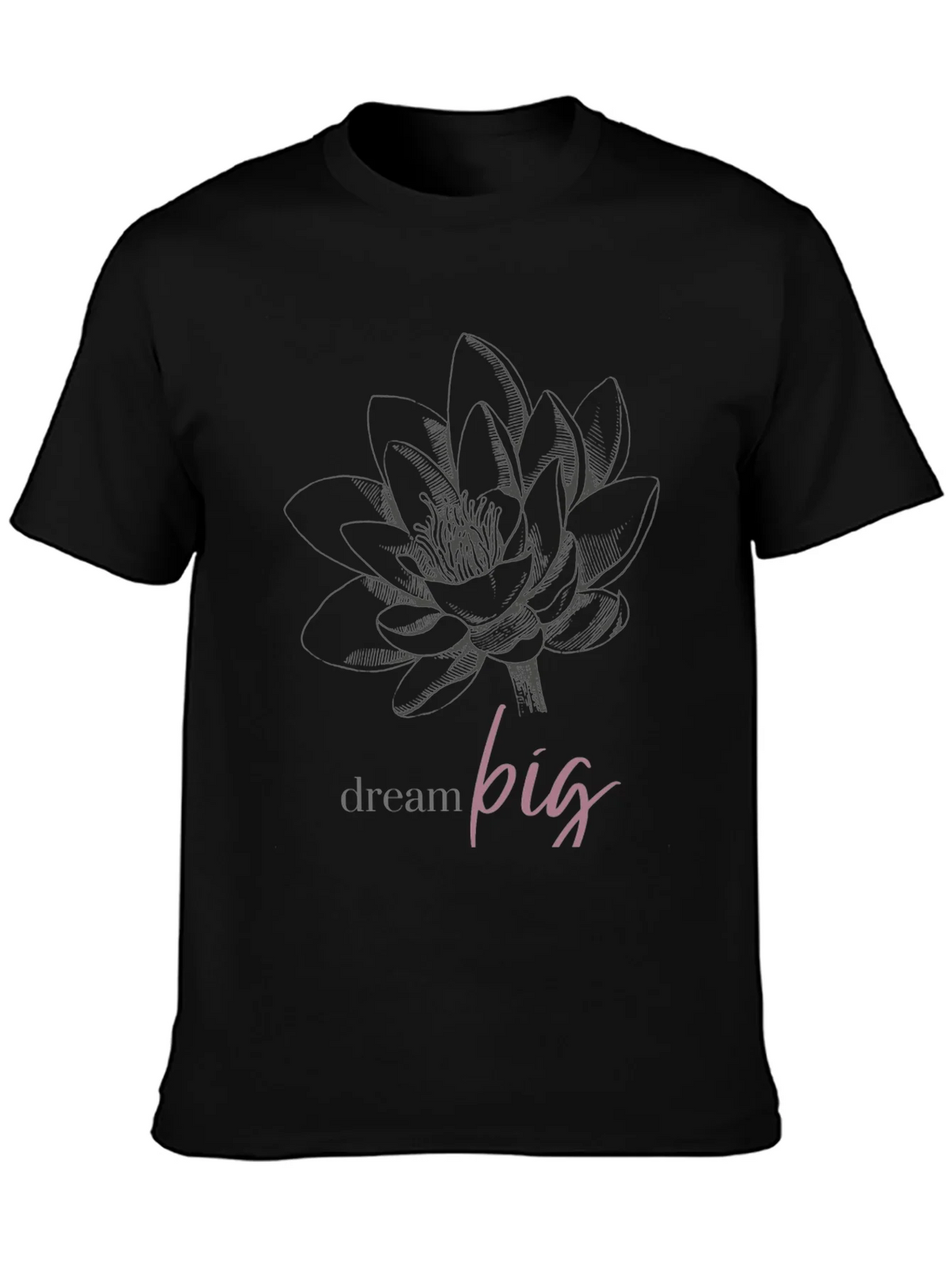 Dream Big Lotus Graphic Tee - Black Unisex T-Shirt product image 3