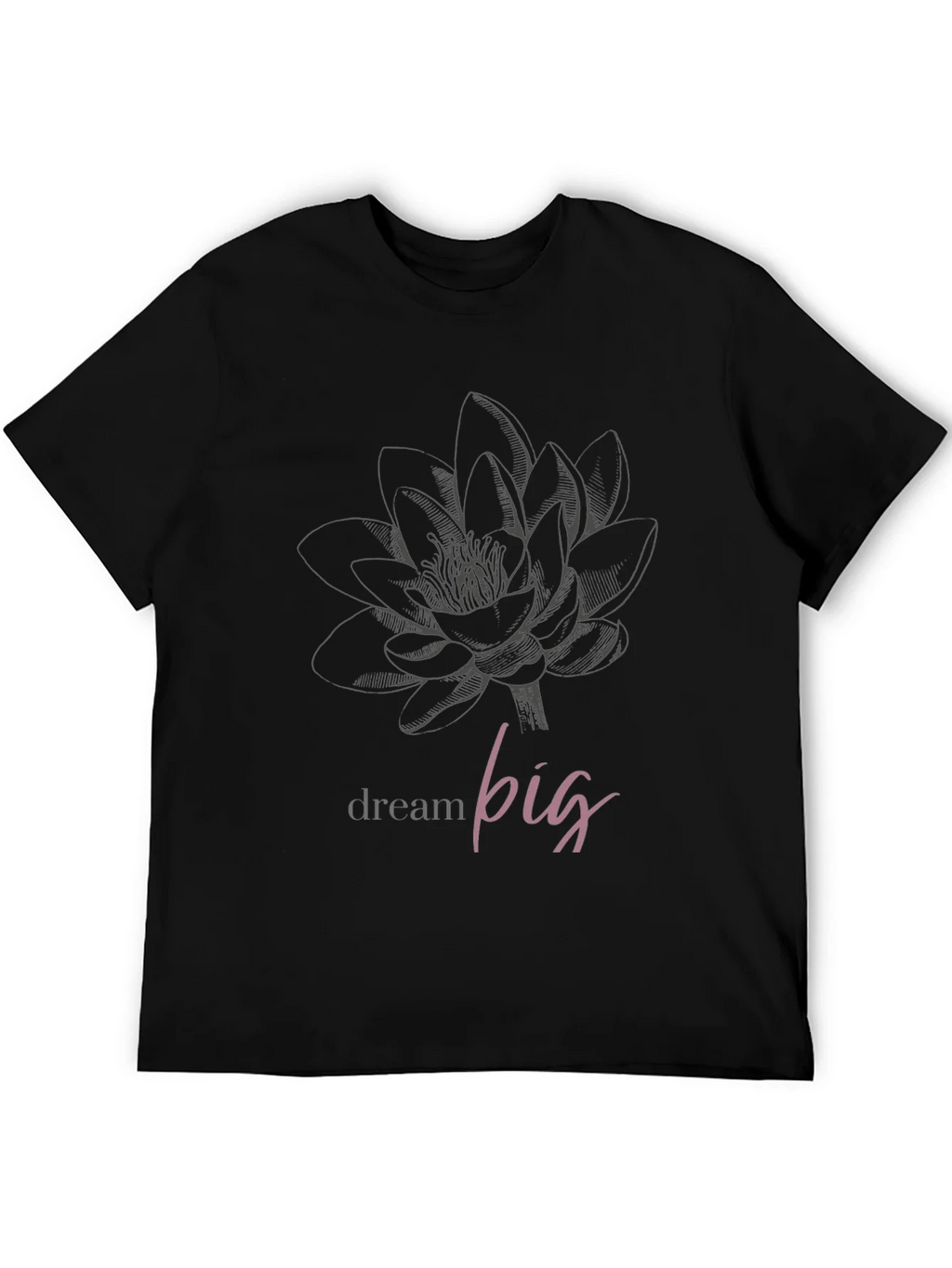 Dream Big Lotus Graphic Tee - Black Unisex T-Shirt product image 5